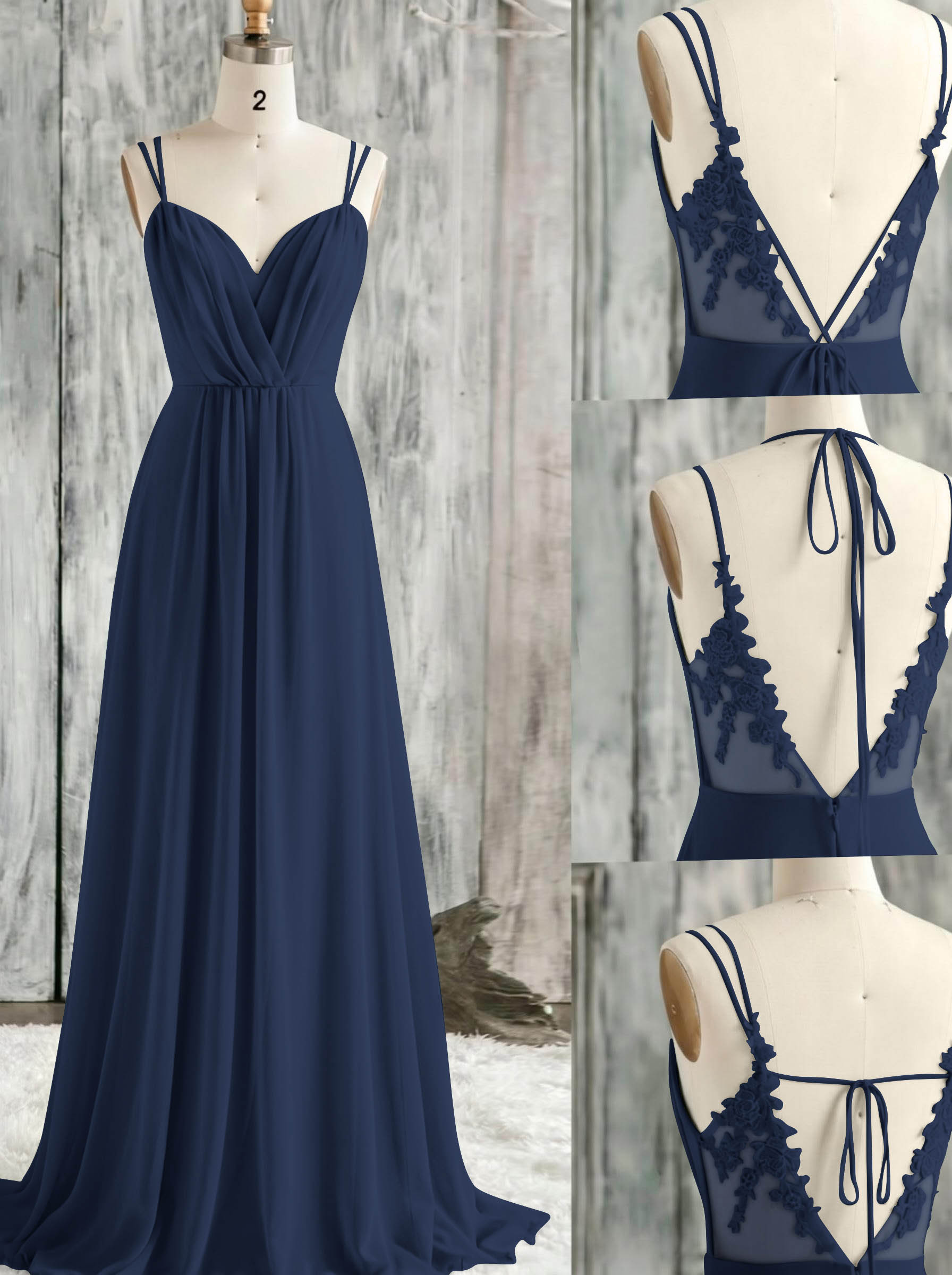 Lace Spaghetti Straps Convertible Bridesmaid Dresses (3 Styles To Wear), product image 7