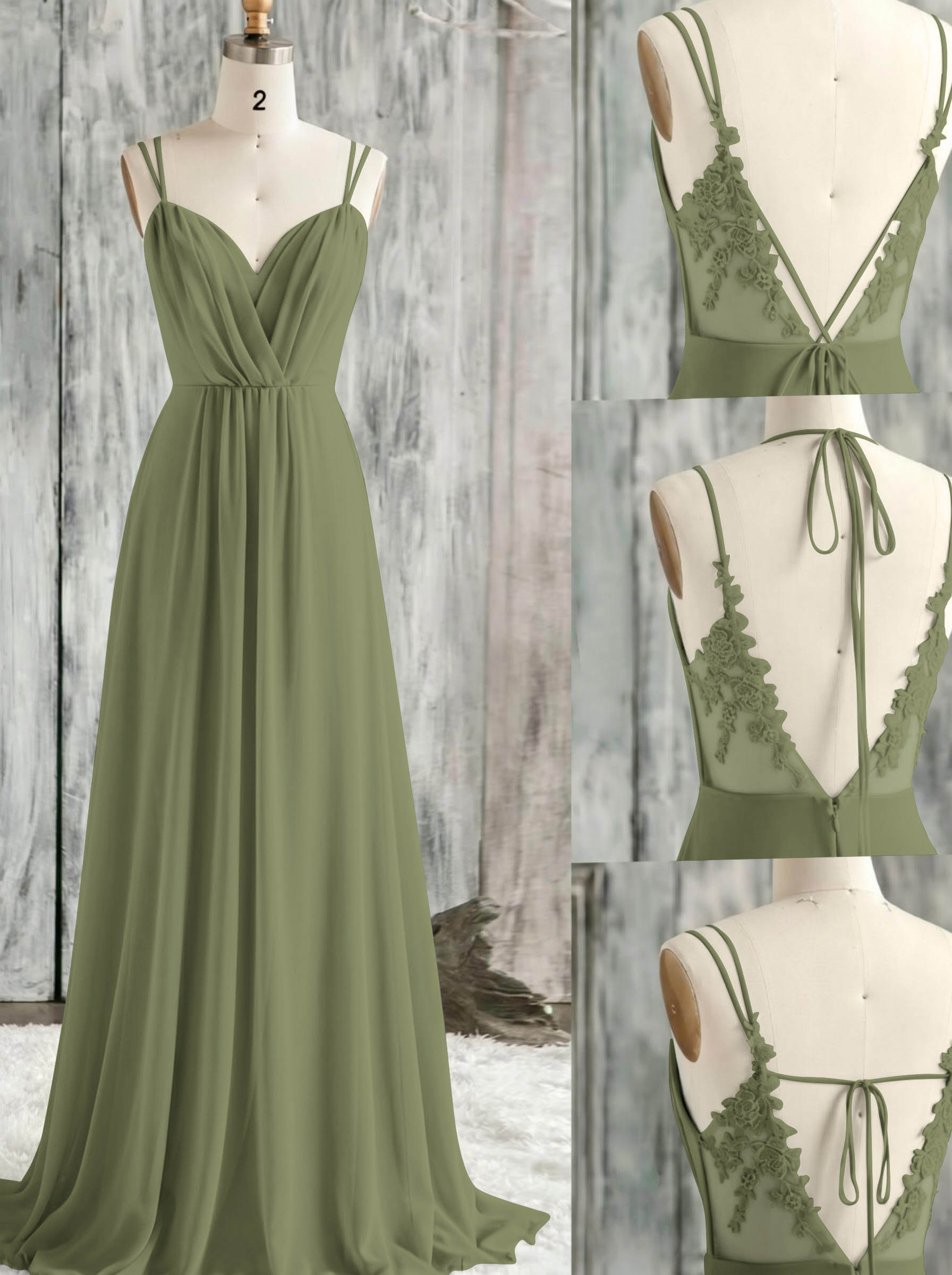 Lace Spaghetti Straps Convertible Bridesmaid Dresses (3 Styles To Wear), product image 181