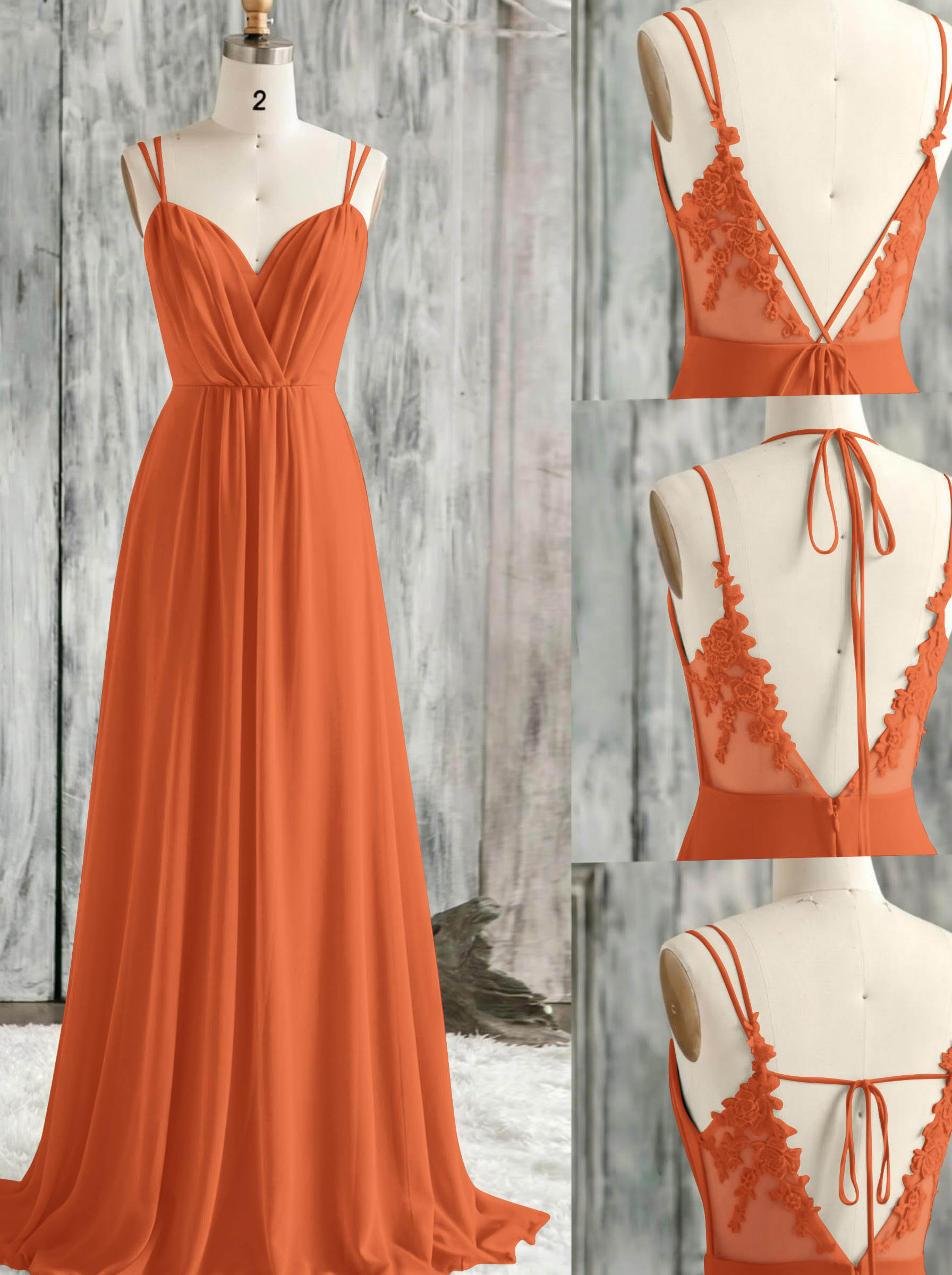 Lace Spaghetti Straps Convertible Bridesmaid Dresses (3 Styles To Wear), product image 157