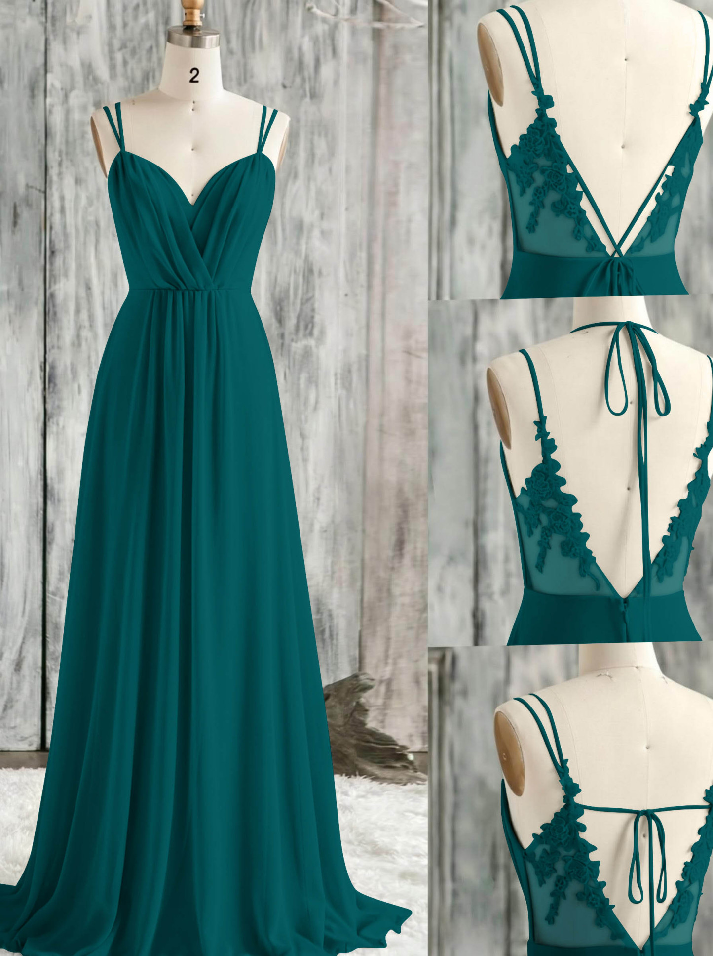 Lace Spaghetti Straps Convertible Bridesmaid Dresses (3 Styles To Wear), product image 127