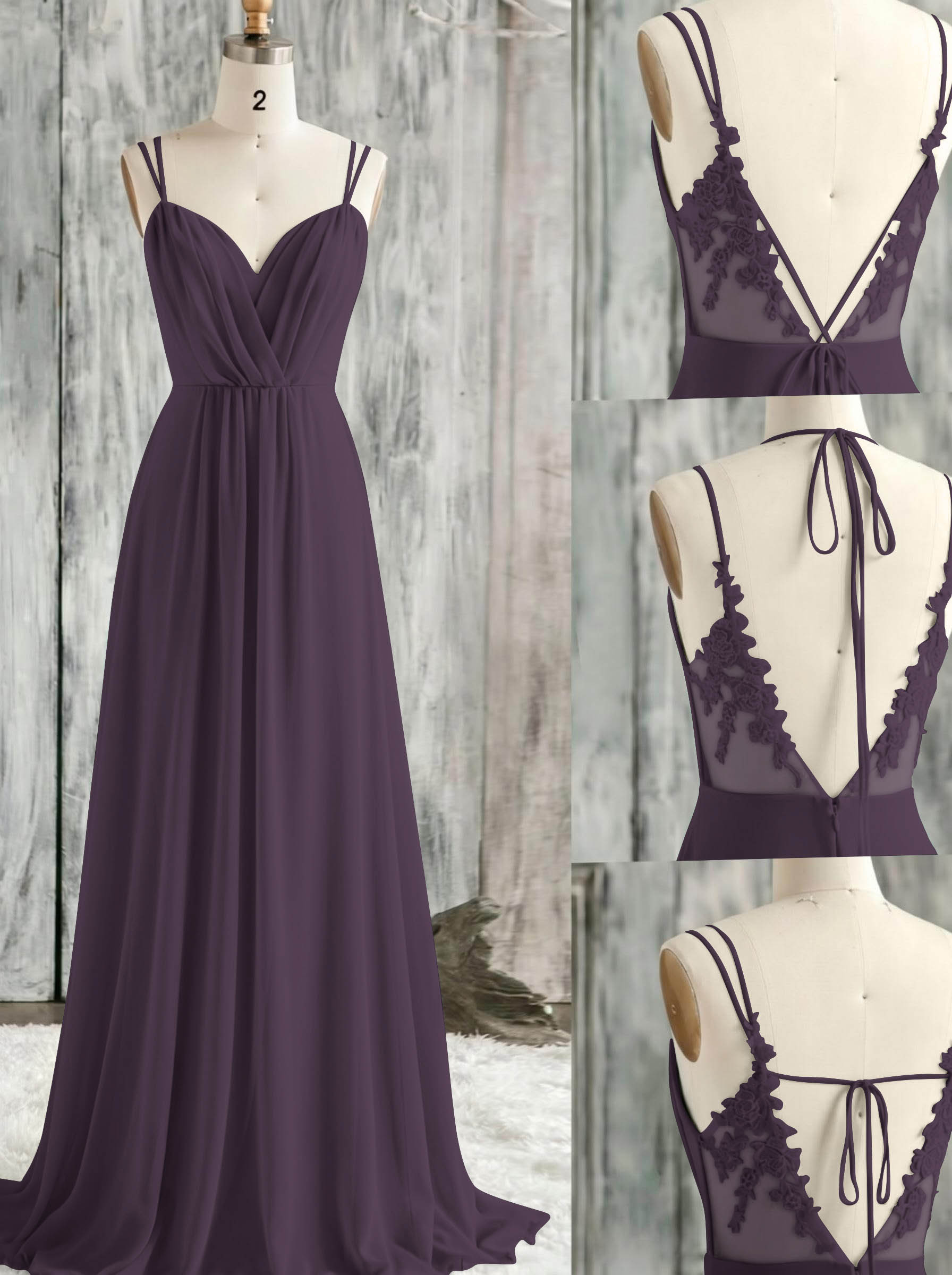 Lace Spaghetti Straps Convertible Bridesmaid Dresses (3 Styles To Wear), product image 103