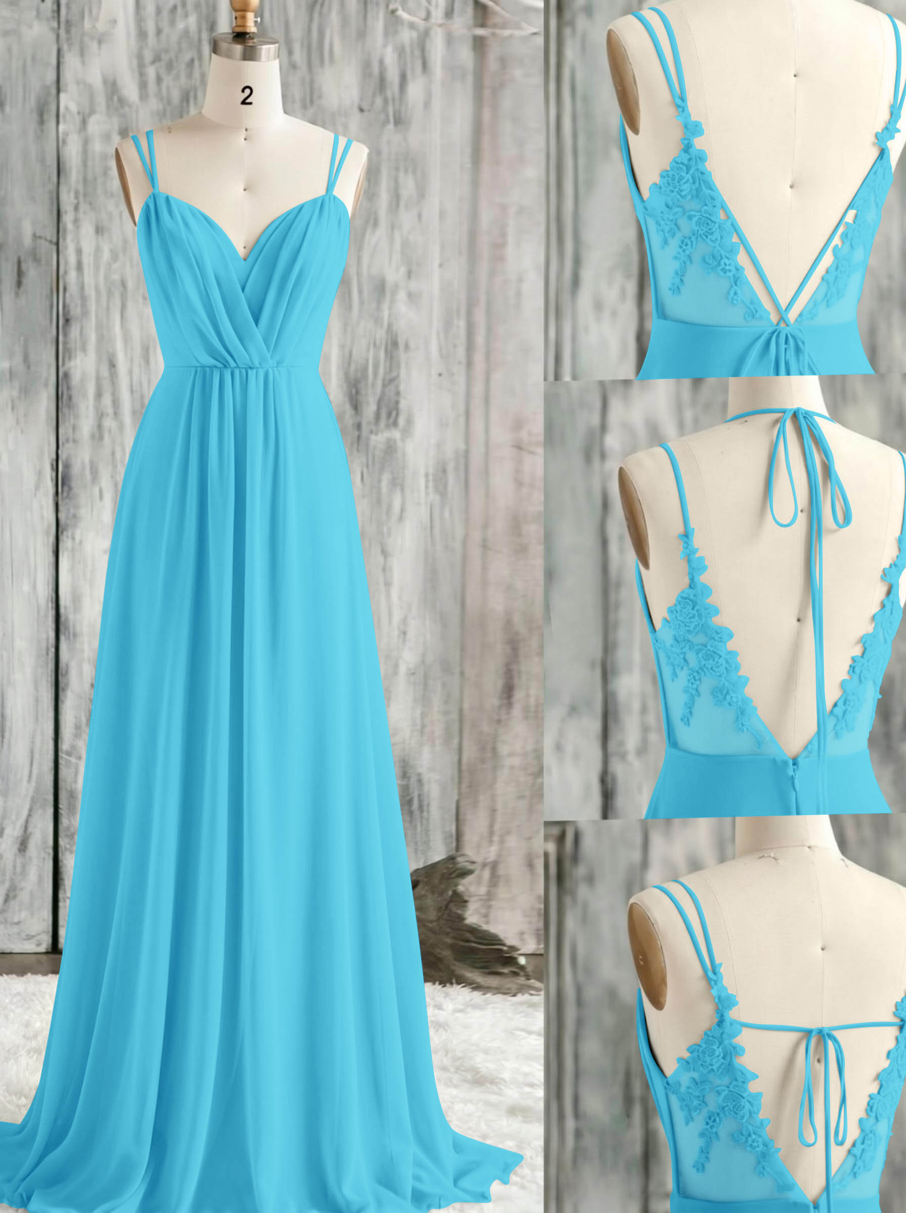 Lace Spaghetti Straps Convertible Bridesmaid Dresses (3 Styles To Wear), product image 28