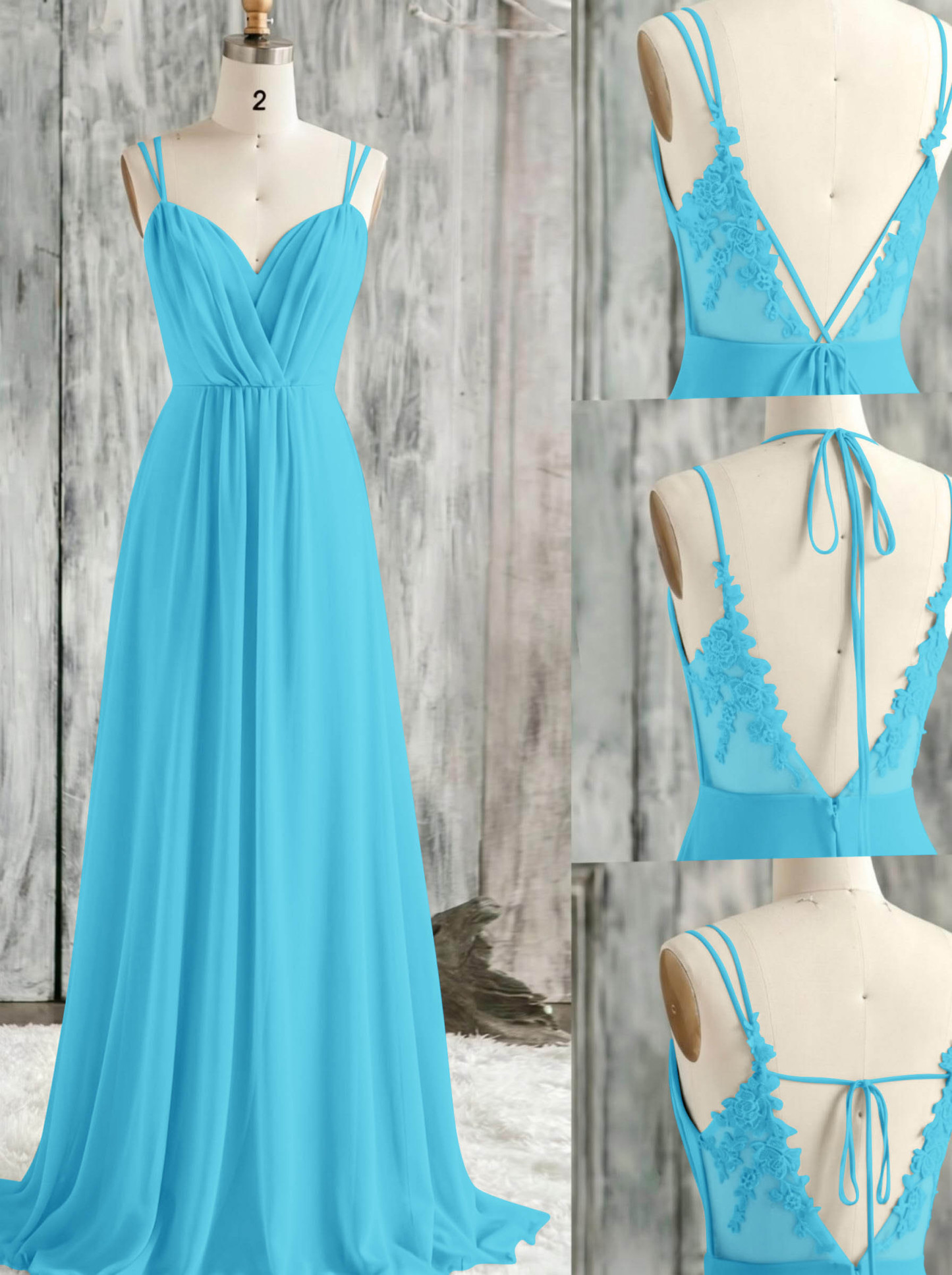 Lace Spaghetti Straps Convertible Bridesmaid Dresses (3 Styles To Wear), product image 28