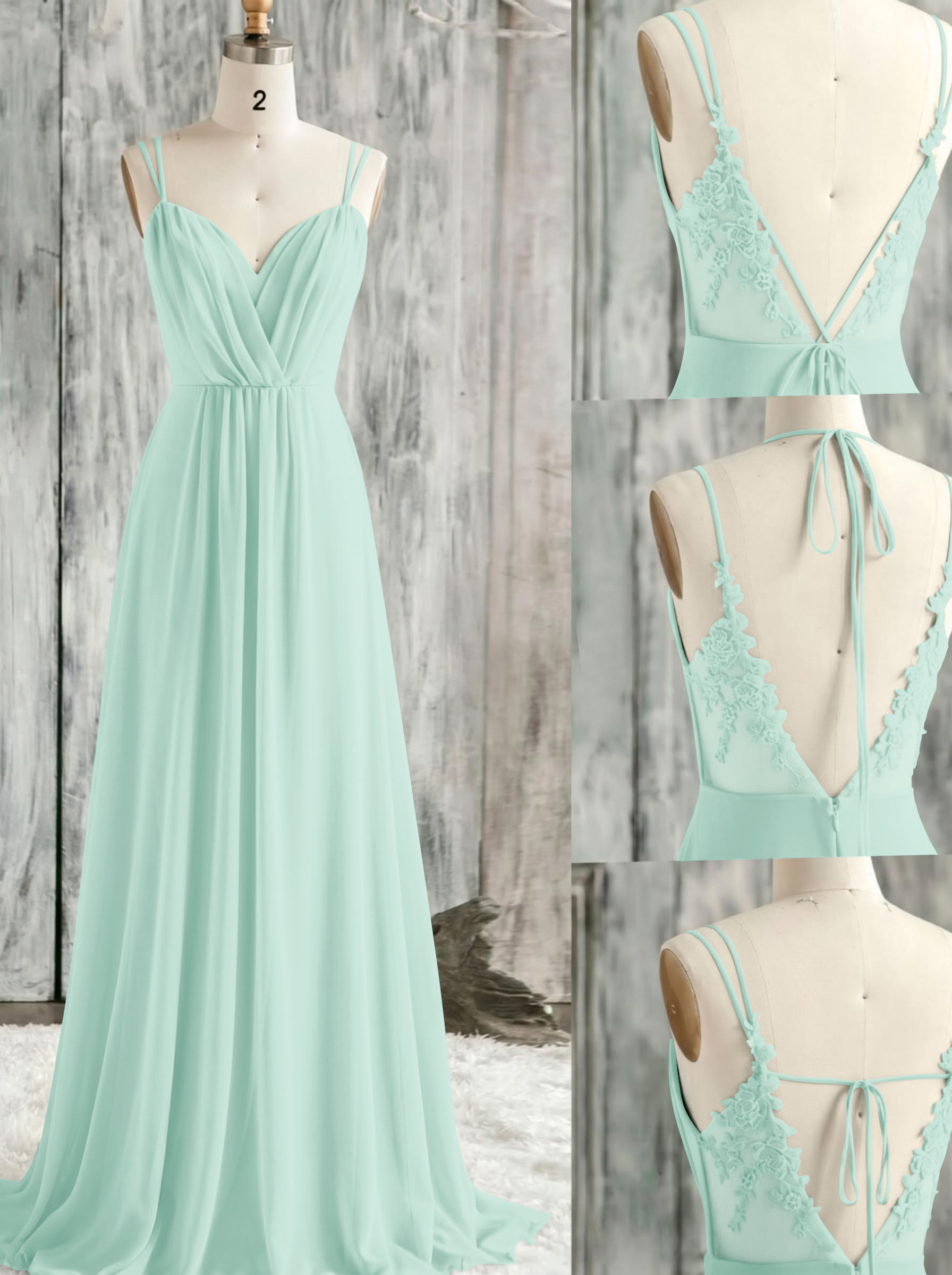 Lace Spaghetti Straps Convertible Bridesmaid Dresses (3 Styles To Wear), product image 136