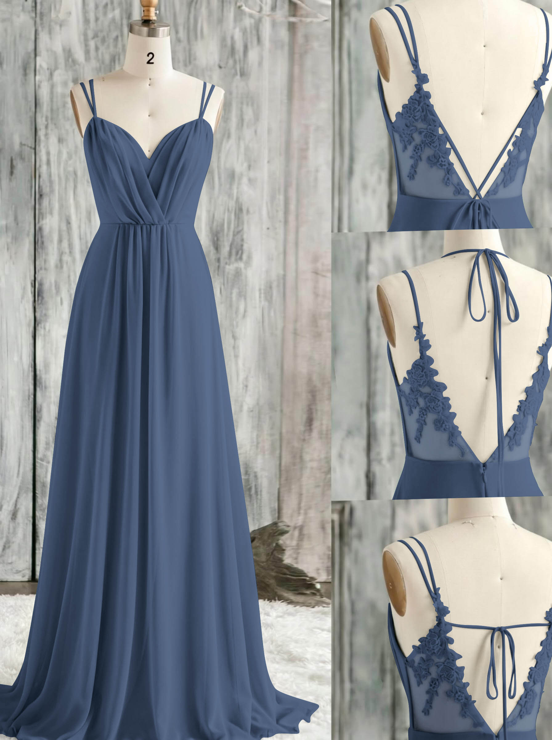 Lace Spaghetti Straps Convertible Bridesmaid Dresses (3 Styles To Wear), product image 13