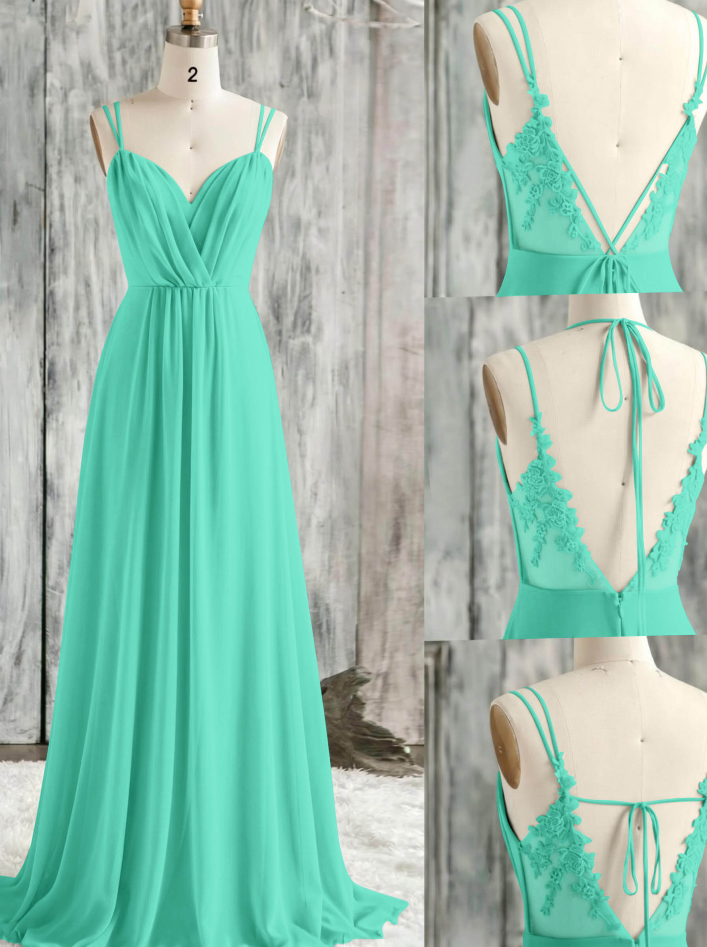Lace Spaghetti Straps Convertible Bridesmaid Dresses (3 Styles To Wear), product image 142
