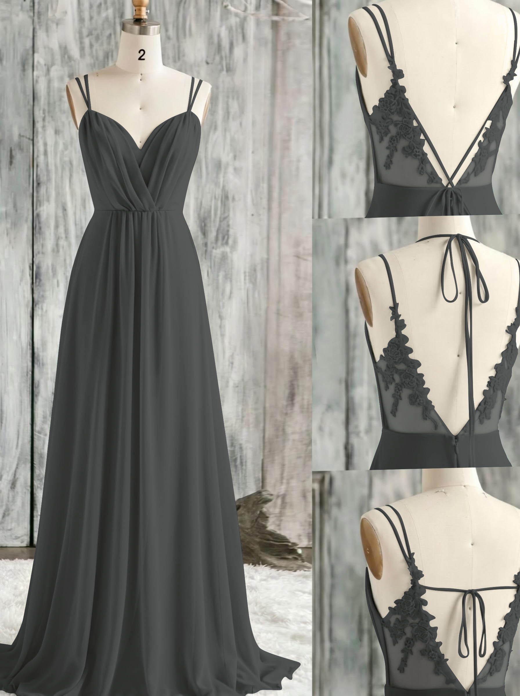 Lace Spaghetti Straps Convertible Bridesmaid Dresses (3 Styles To Wear), product image 175
