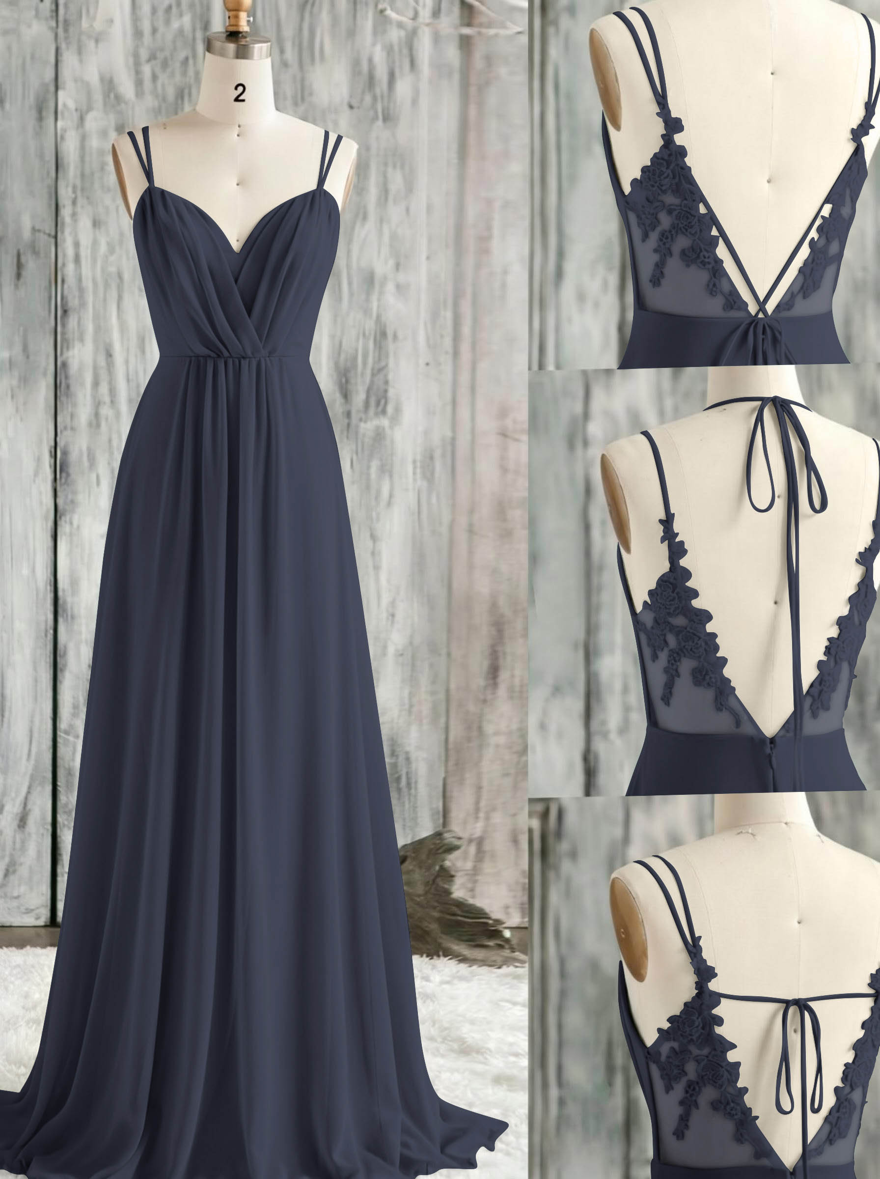 Lace Spaghetti Straps Convertible Bridesmaid Dresses (3 Styles To Wear), product image 16