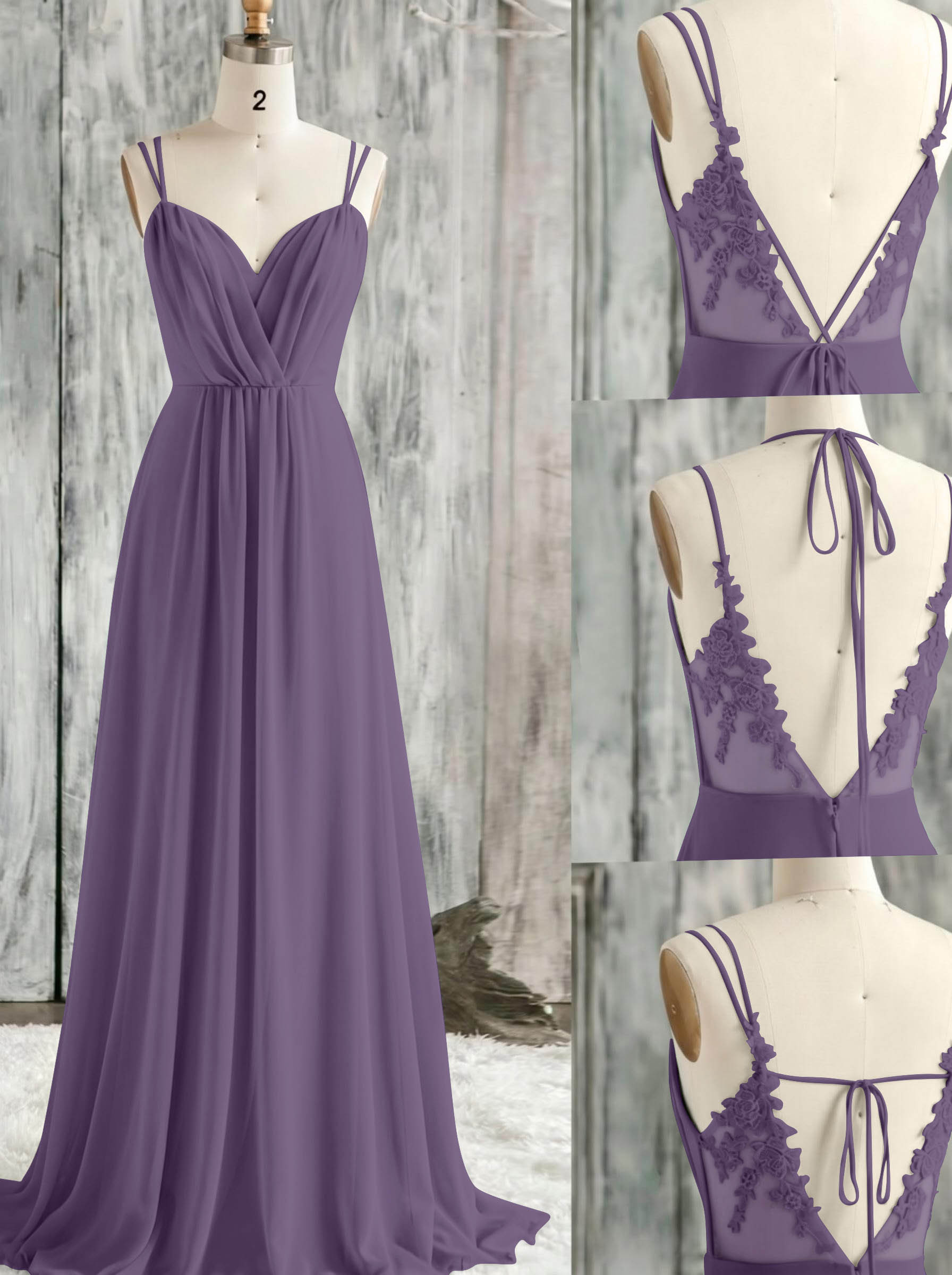 Lace Spaghetti Straps Convertible Bridesmaid Dresses (3 Styles To Wear), product image 100