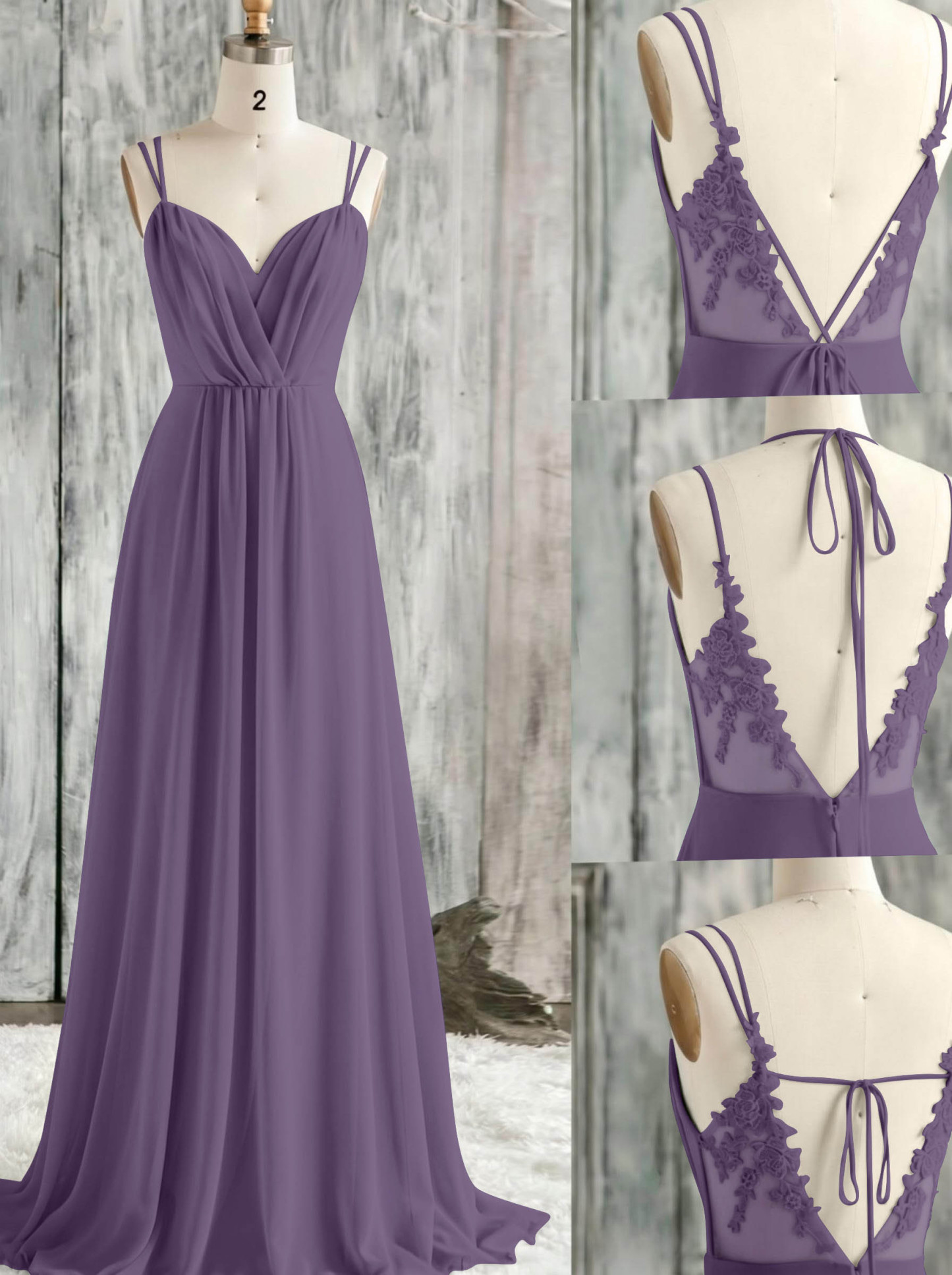 Lace Spaghetti Straps Convertible Bridesmaid Dresses (3 Styles To Wear), product image 100