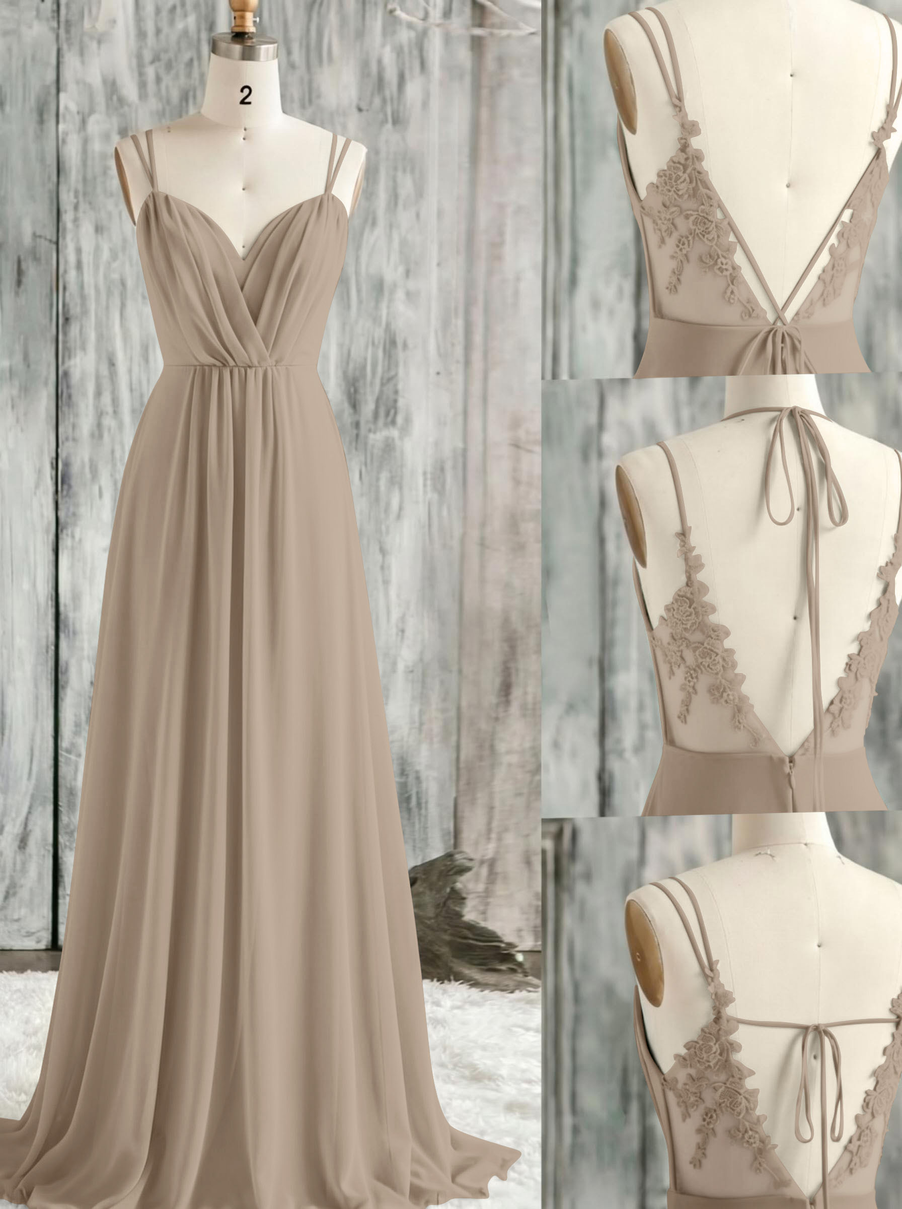 Lace Spaghetti Straps Convertible Bridesmaid Dresses (3 Styles To Wear), product image 148