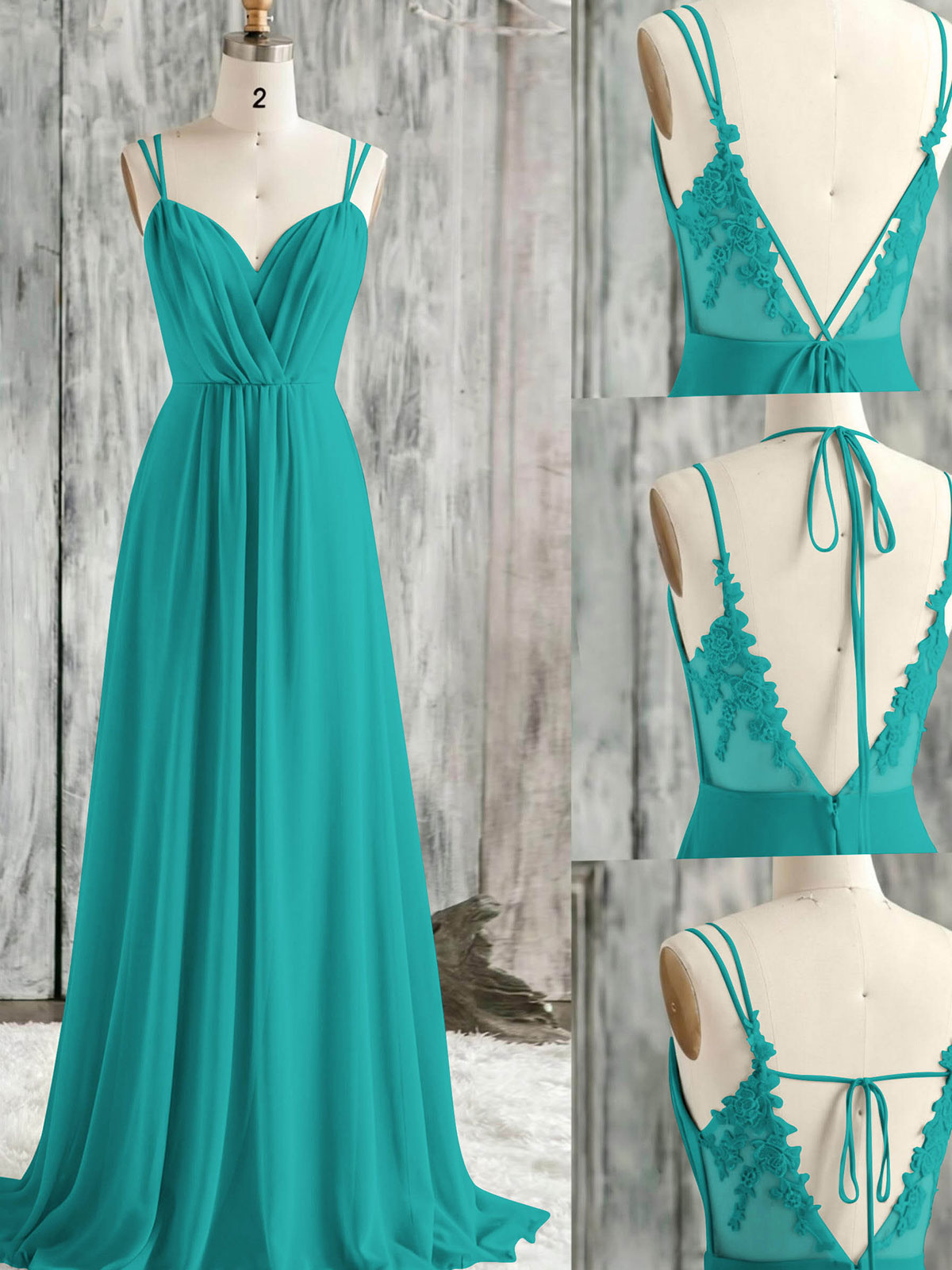 Lace Spaghetti Straps Convertible Bridesmaid Dresses (3 Styles To Wear), product image 205