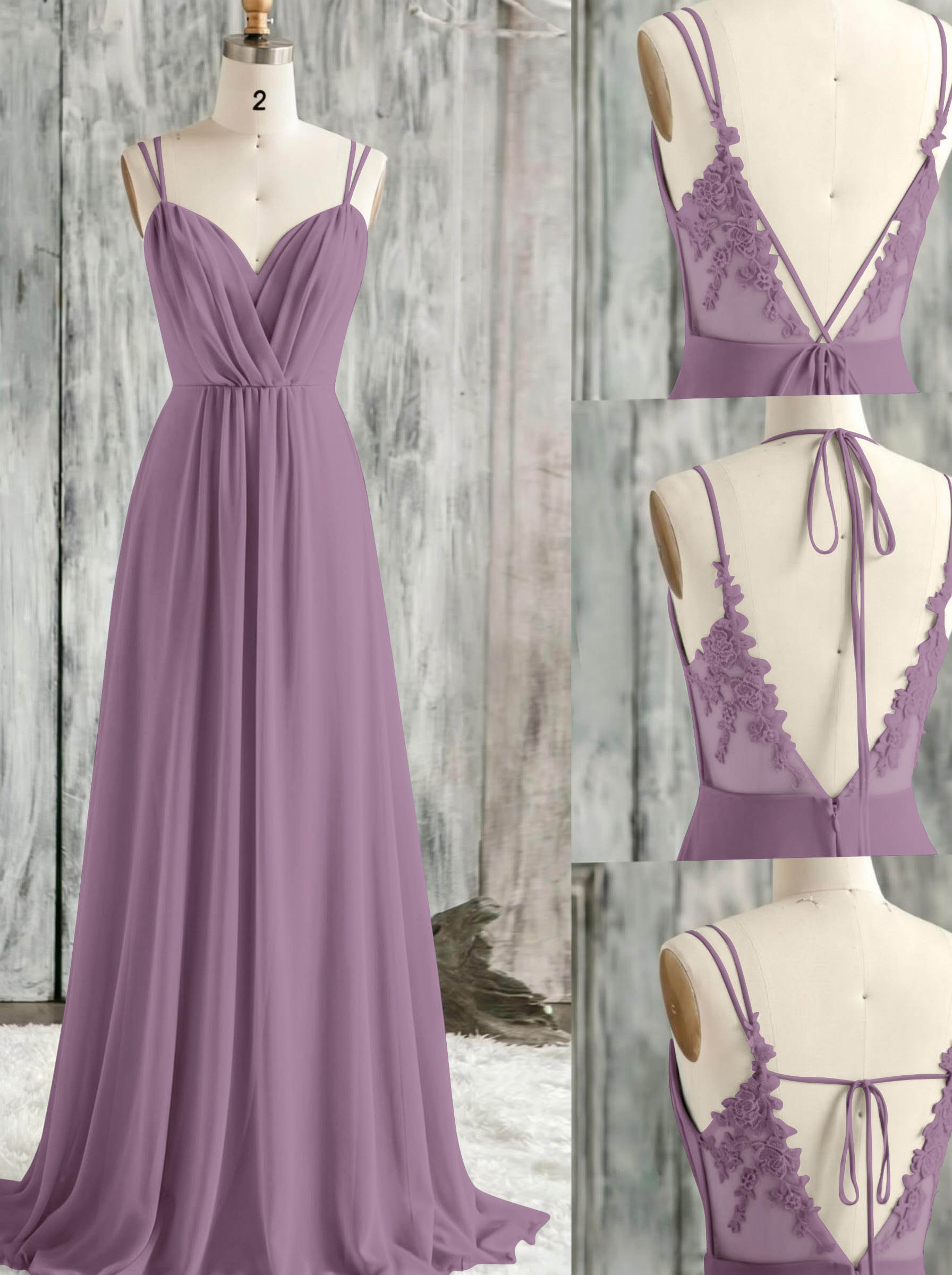 Lace Spaghetti Straps Convertible Bridesmaid Dresses (3 Styles To Wear), product image 85