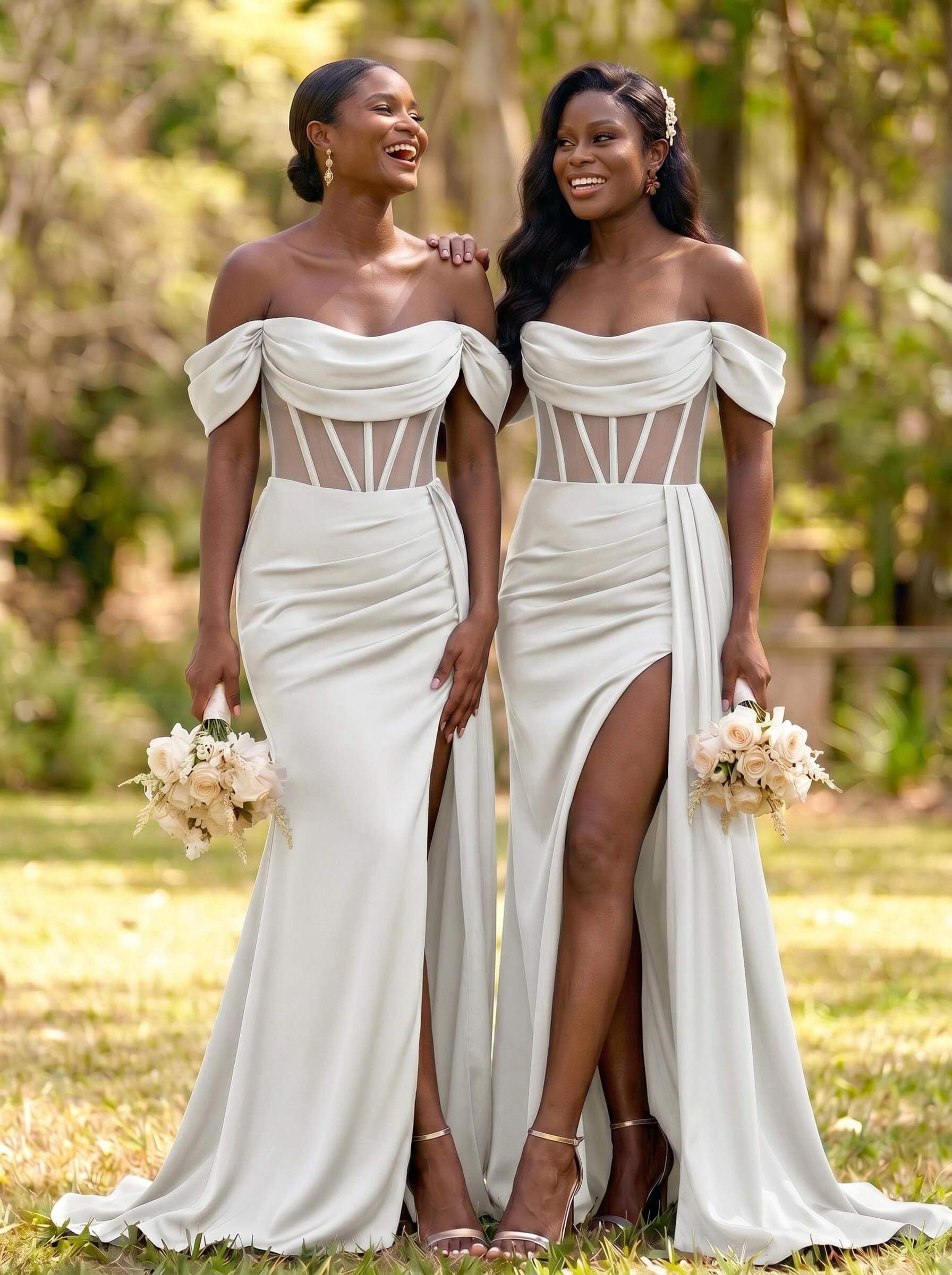Flattering Illusion Corset Off-The-Shoulder Bridesmaid Dresses With Sweeping Side Drape, product image 21