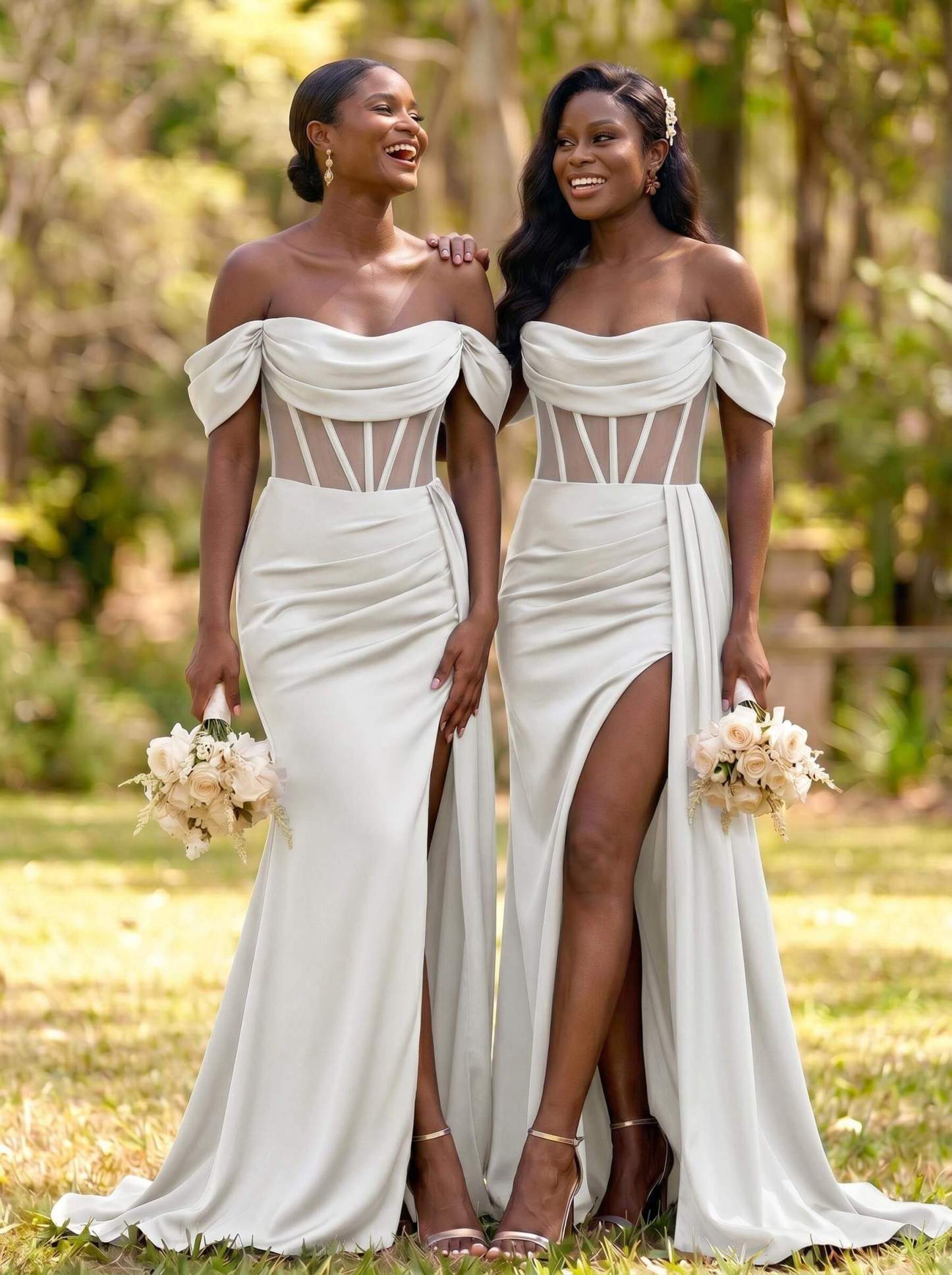 Flattering Illusion Corset Off-The-Shoulder Bridesmaid Dresses With Sweeping Side Drape, product image 21