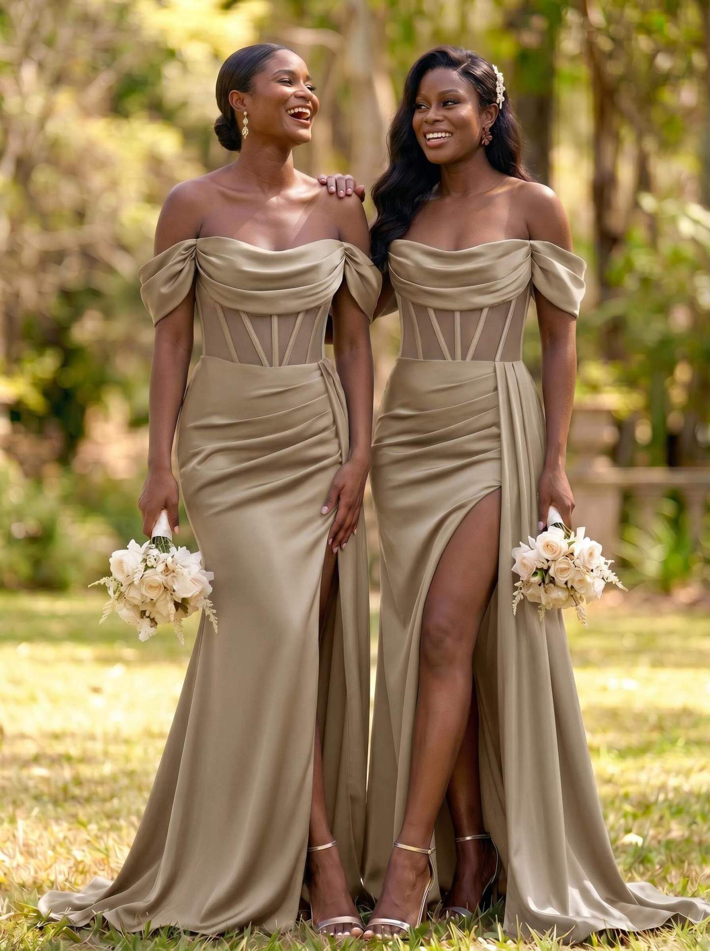 Flattering Illusion Corset Off-The-Shoulder Bridesmaid Dresses With Sweeping Side Drape, product image 29