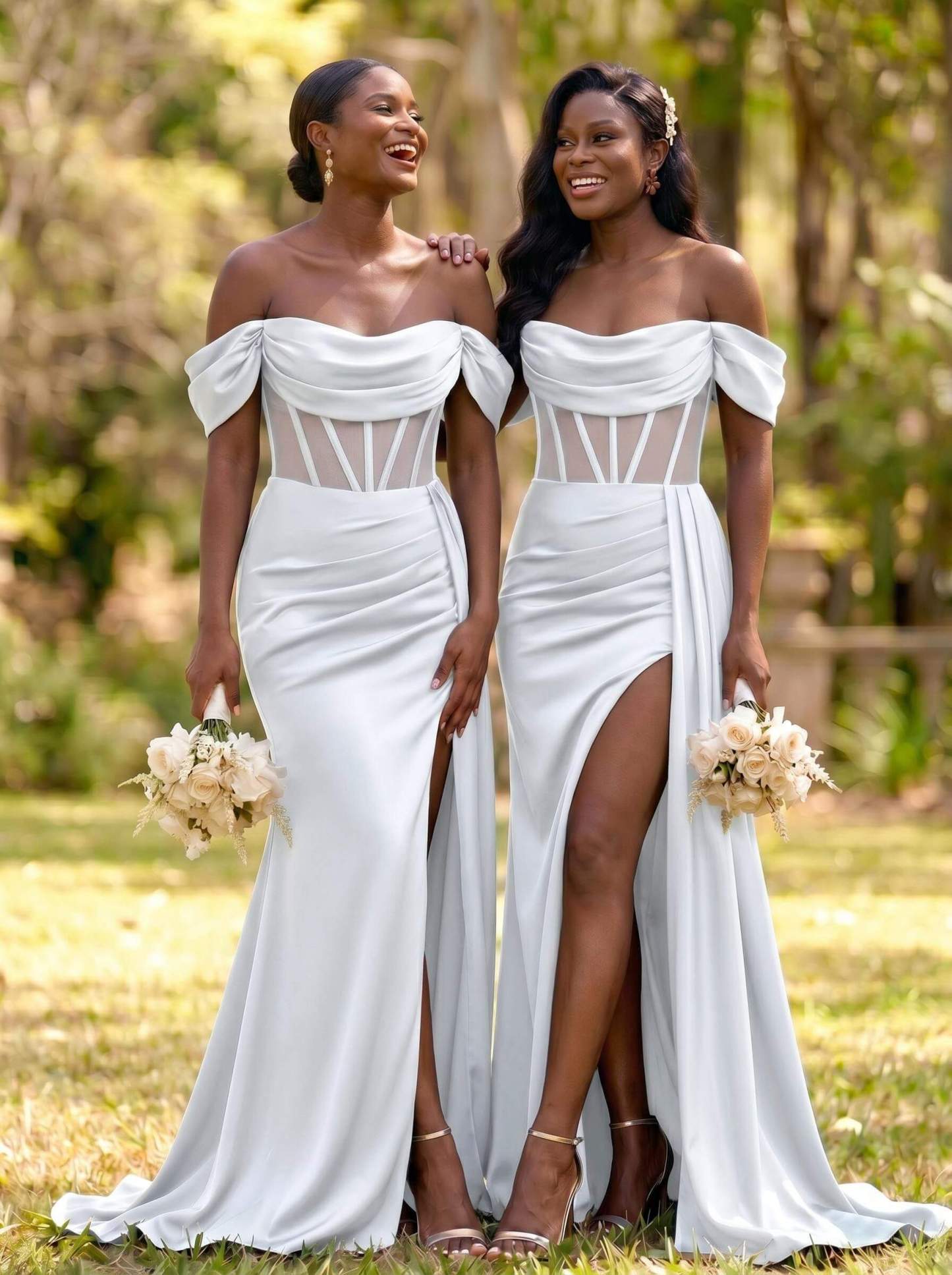 Flattering Illusion Corset Off-The-Shoulder Bridesmaid Dresses With Sweeping Side Drape, product image 43