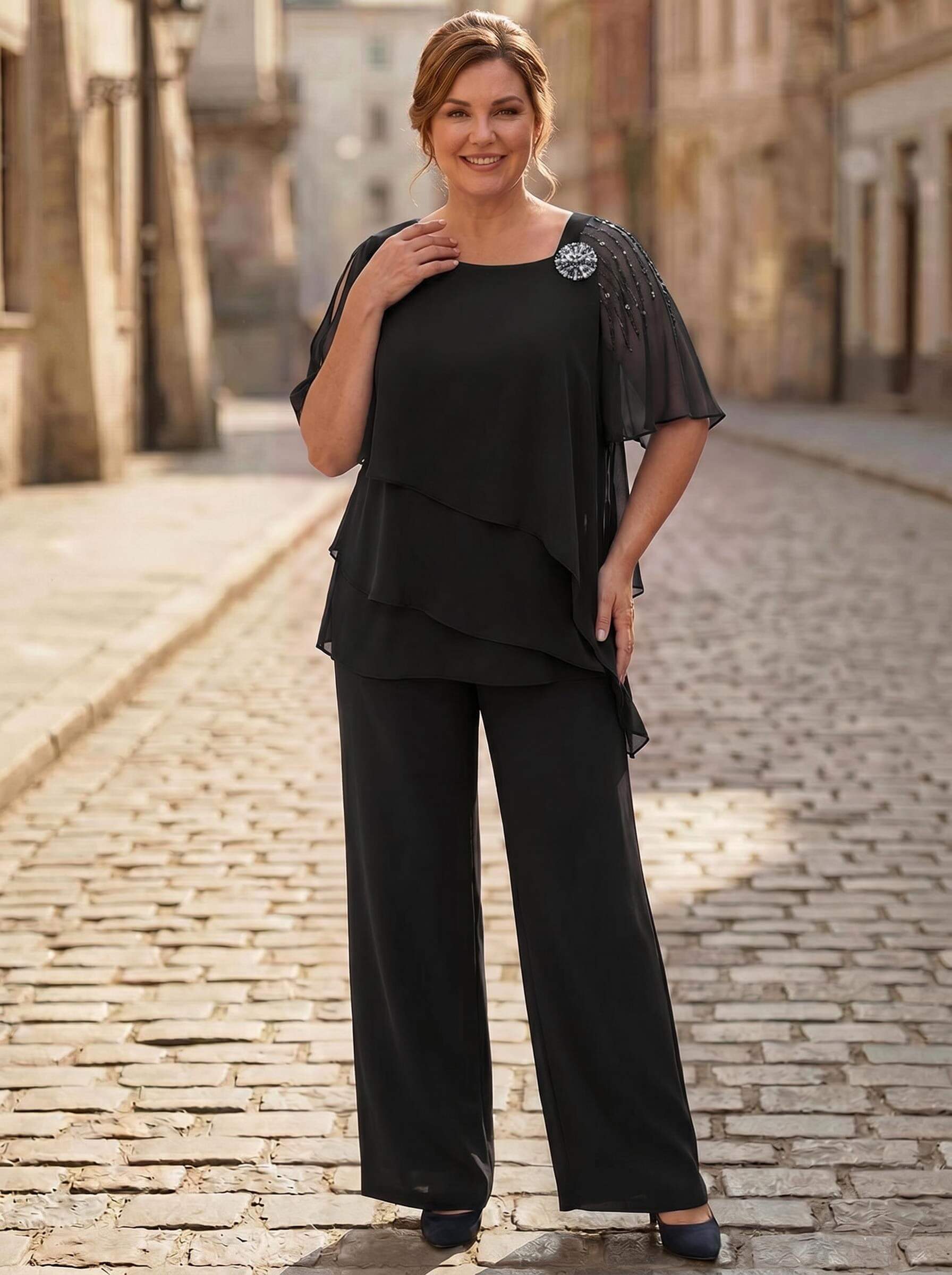 Jumpsuit/Pantsuit Asymmetrical Chiffon Mother Of The Bride Dresses