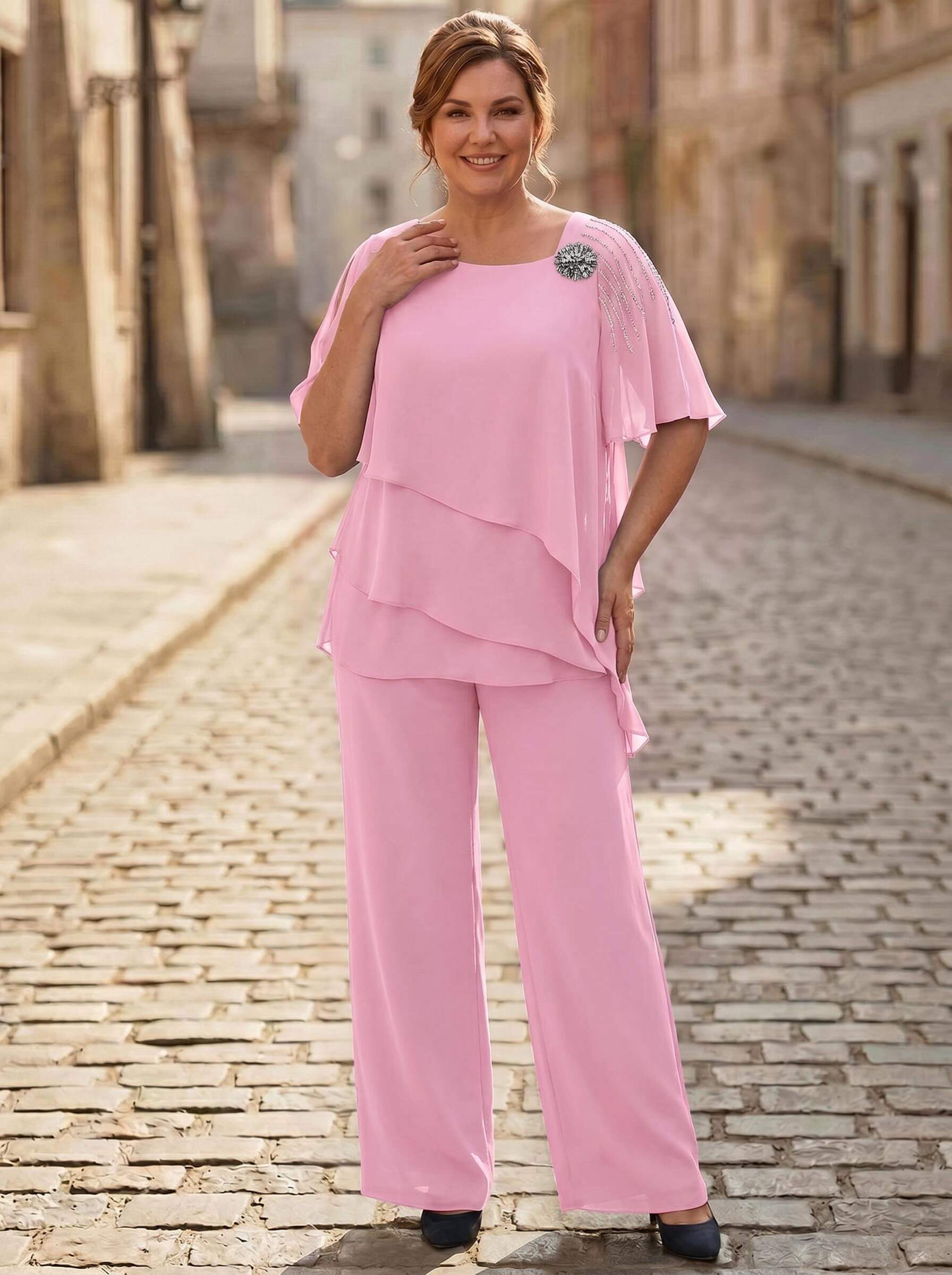 Jumpsuit/Pantsuit Asymmetrical Chiffon Mother Of The Bride Dresses