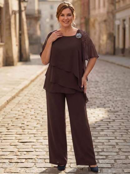 Jumpsuit/Pantsuit Asymmetrical Chiffon Mother Of The Bride Dresses