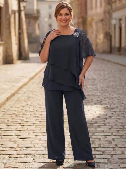 Jumpsuit/Pantsuit Asymmetrical Chiffon Mother Of The Bride Dresses