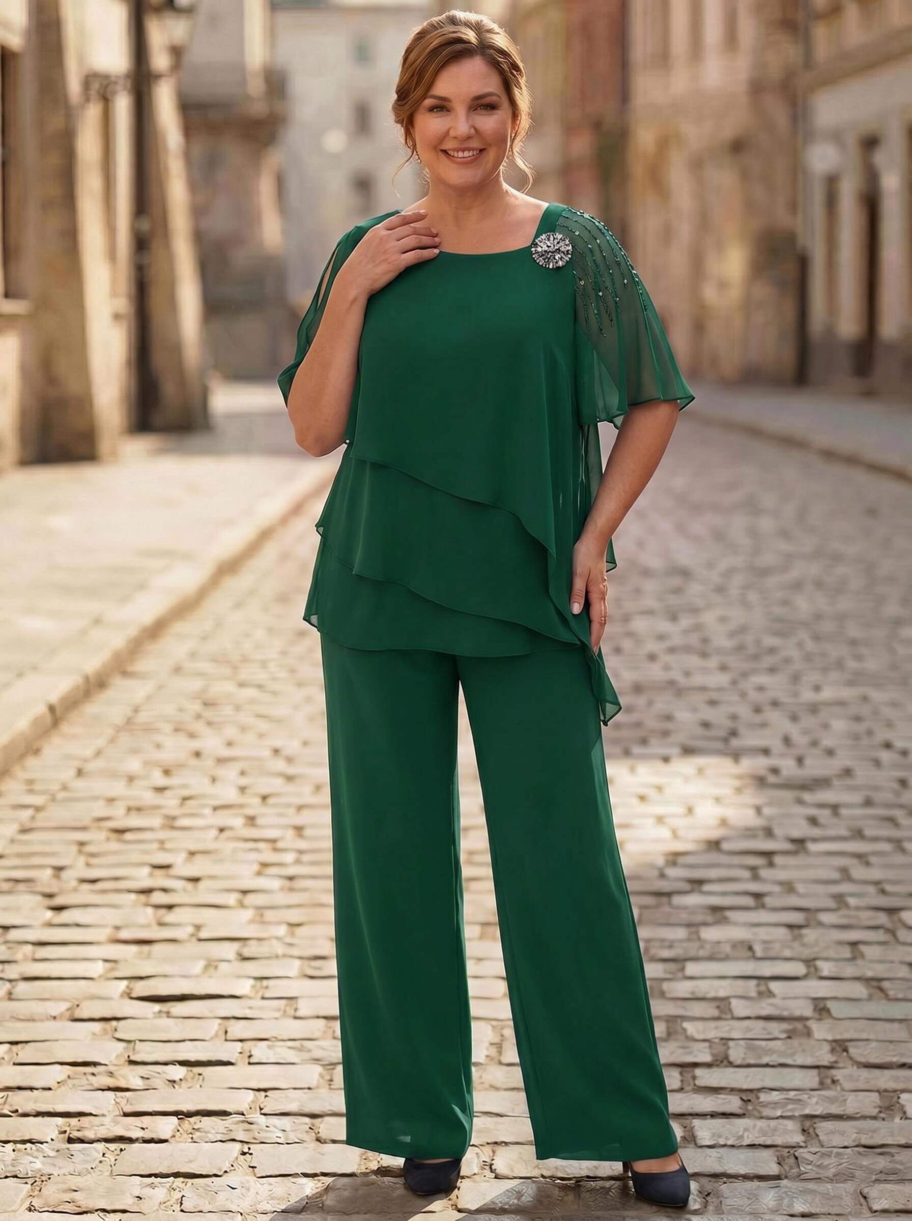 Jumpsuit/Pantsuit Asymmetrical Chiffon Mother Of The Bride Dresses