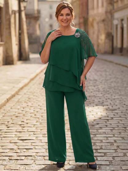 Jumpsuit/Pantsuit Asymmetrical Chiffon Mother Of The Bride Dresses