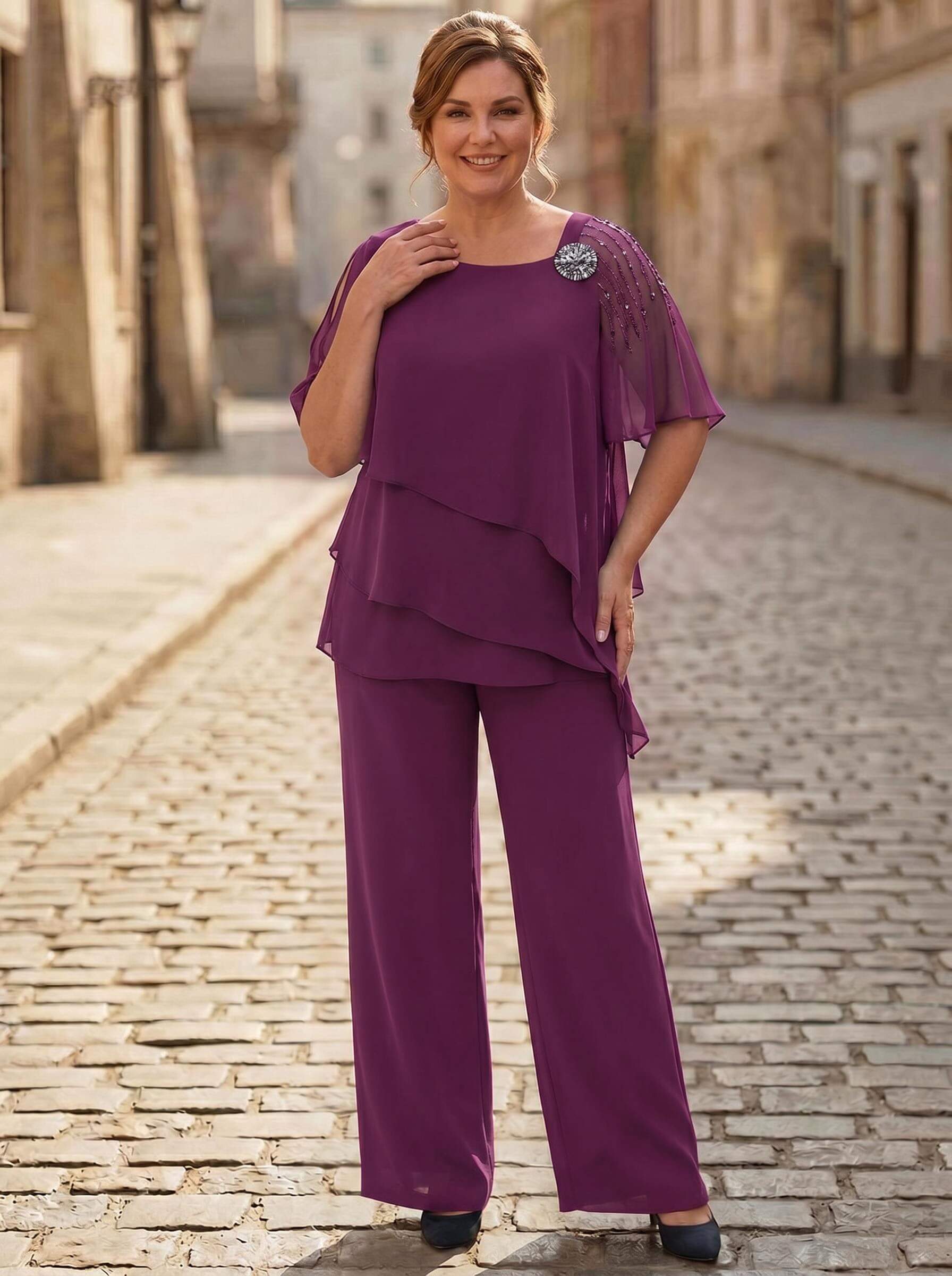Jumpsuit/Pantsuit Asymmetrical Chiffon Mother Of The Bride Dresses
