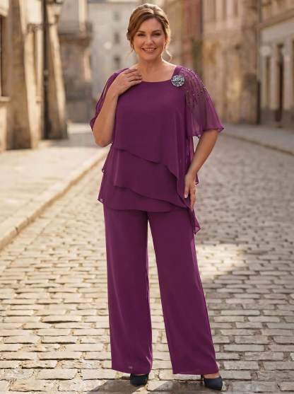 Jumpsuit/Pantsuit Asymmetrical Chiffon Mother Of The Bride Dresses