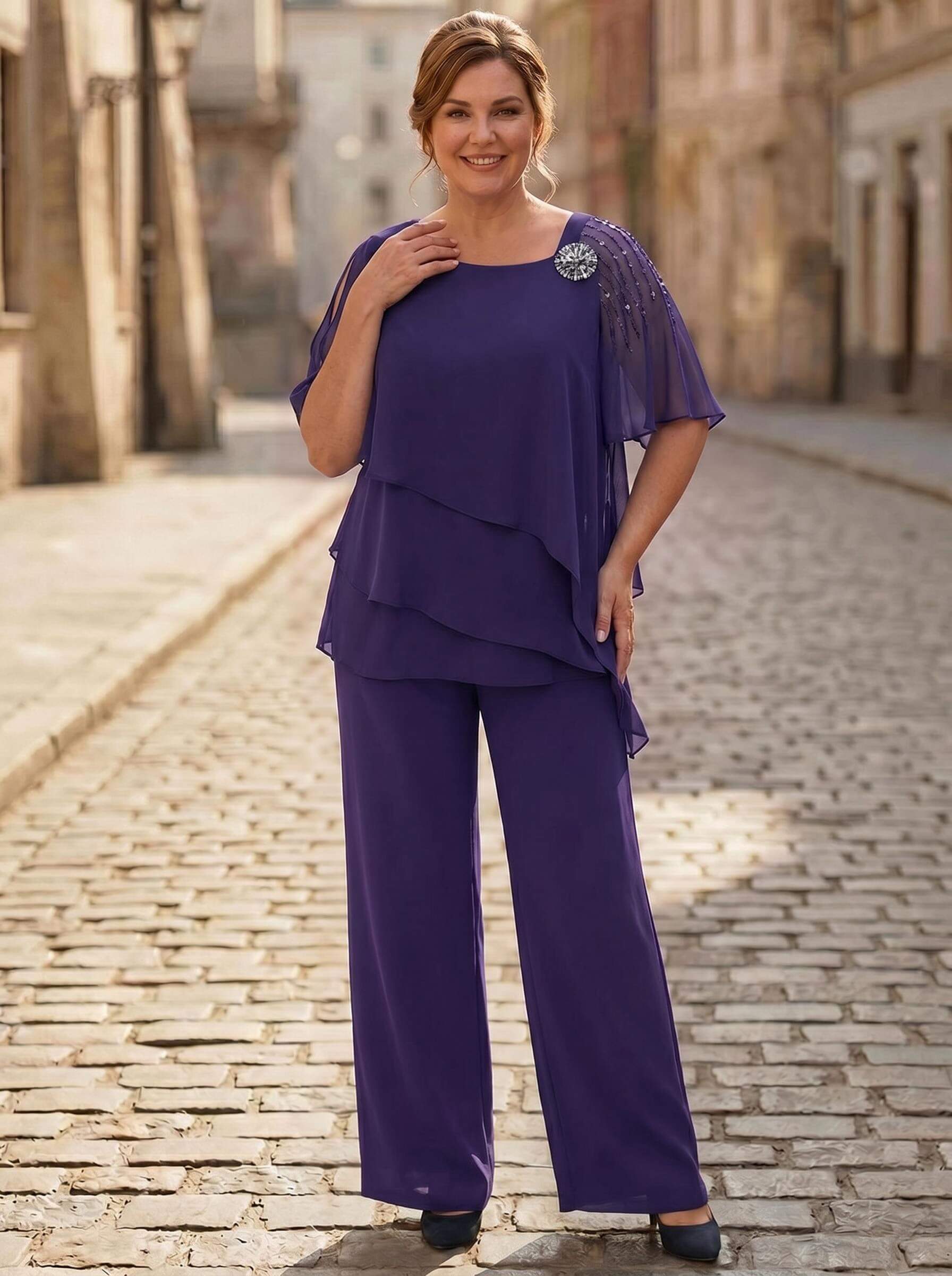 Jumpsuit/Pantsuit Asymmetrical Chiffon Mother Of The Bride Dresses