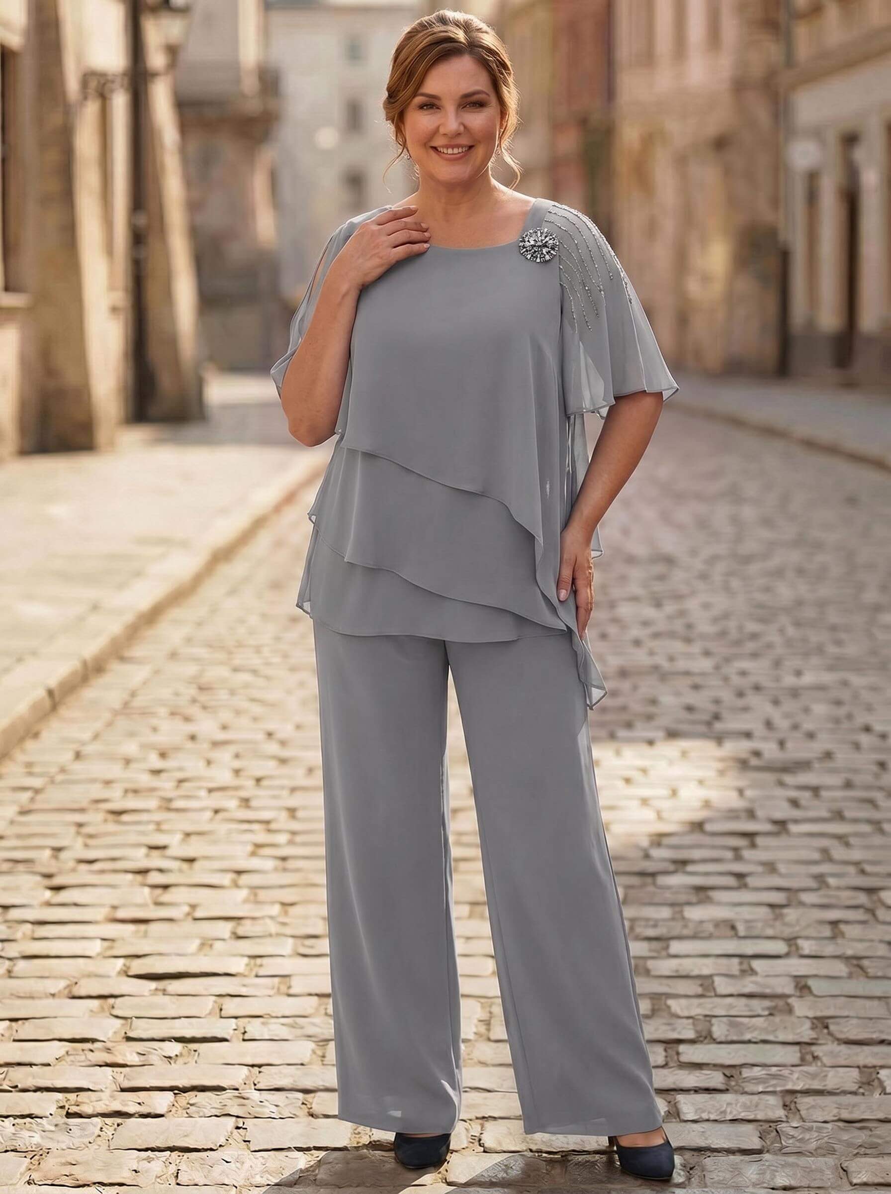 Jumpsuit/Pantsuit Asymmetrical Chiffon Mother Of The Bride Dresses