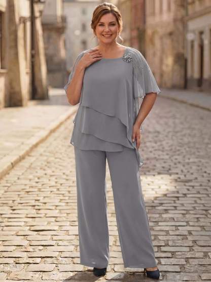 Jumpsuit/Pantsuit Asymmetrical Chiffon Mother Of The Bride Dresses