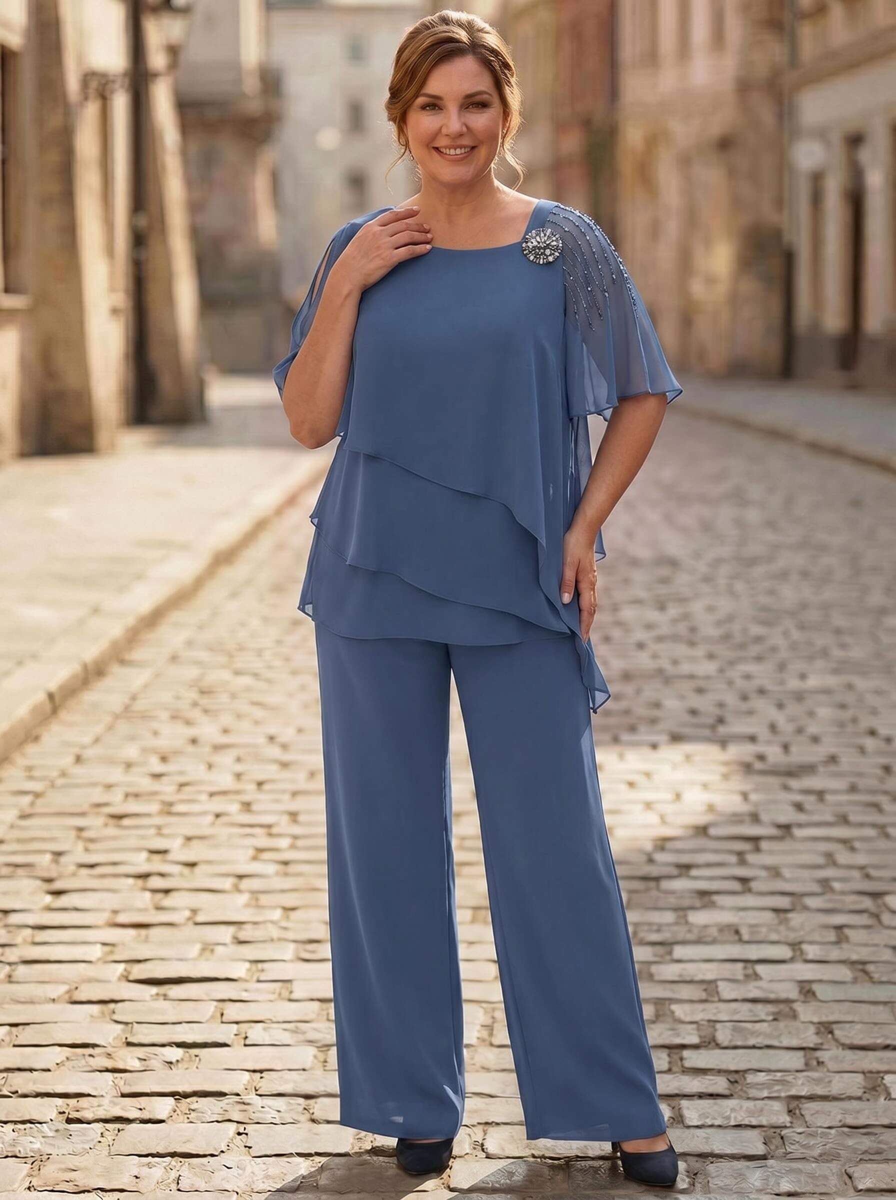 Jumpsuit/Pantsuit Asymmetrical Chiffon Mother Of The Bride Dresses