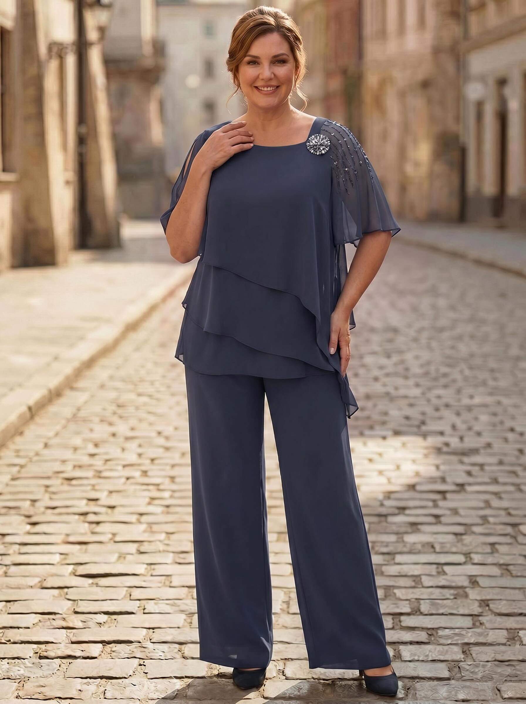 Jumpsuit/Pantsuit Asymmetrical Chiffon Mother Of The Bride Dresses