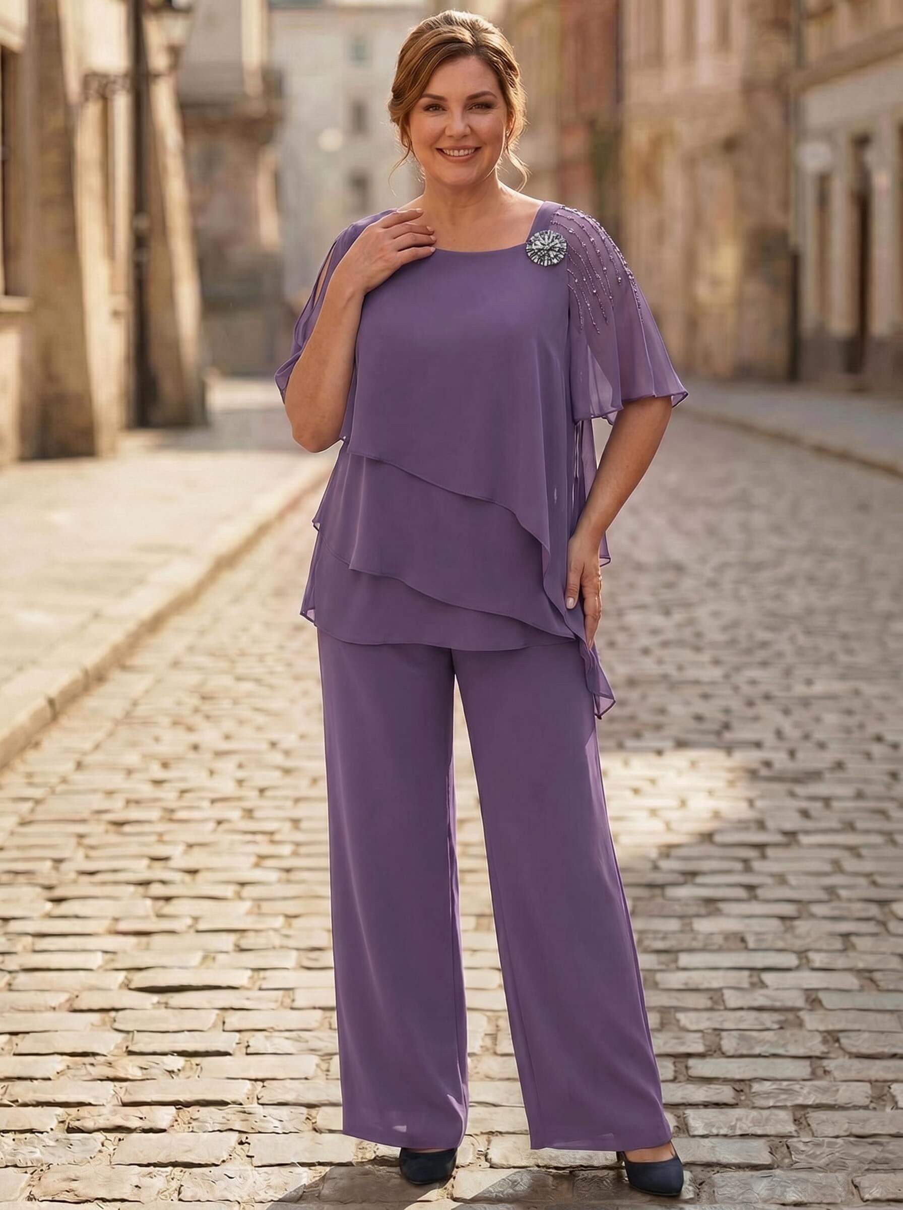 Jumpsuit/Pantsuit Asymmetrical Chiffon Mother Of The Bride Dresses