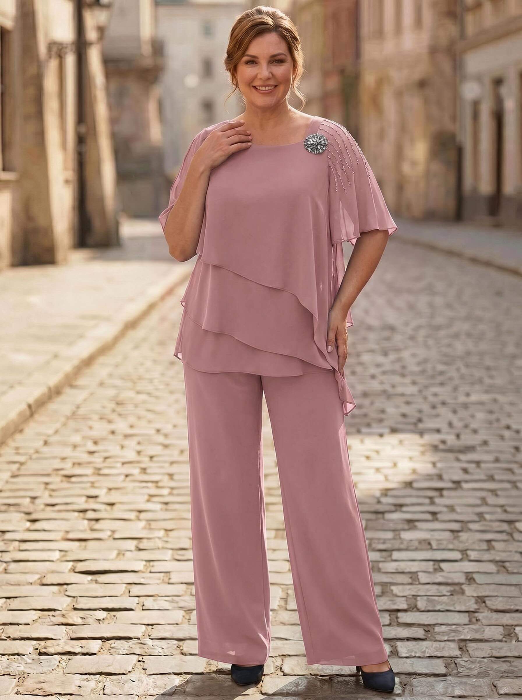 Jumpsuit/Pantsuit Asymmetrical Chiffon Mother Of The Bride Dresses