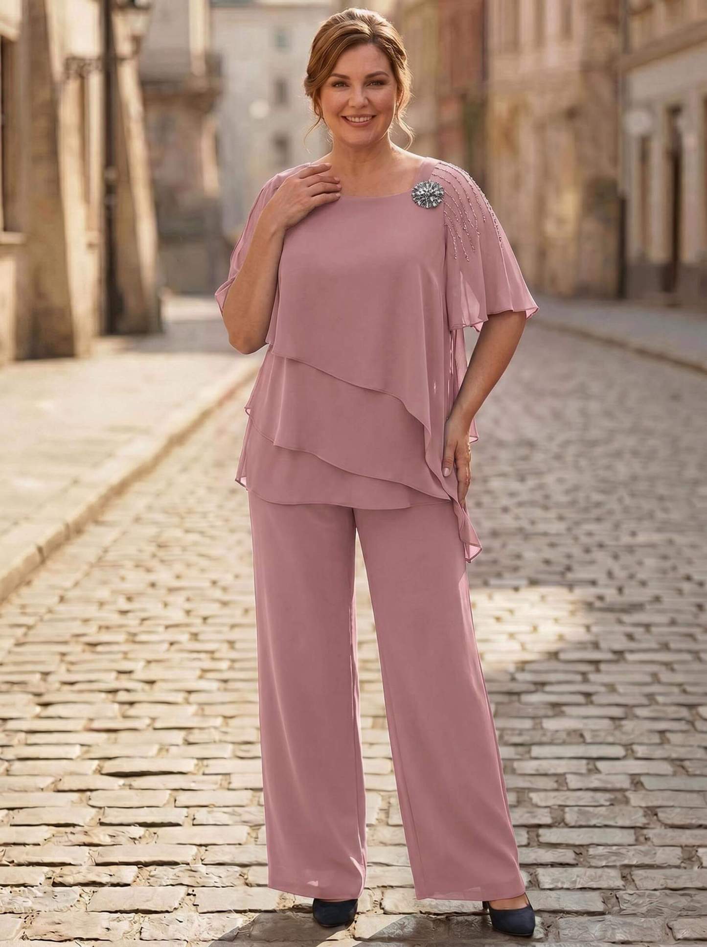 Jumpsuit/Pantsuit Asymmetrical Chiffon Mother Of The Bride Dresses