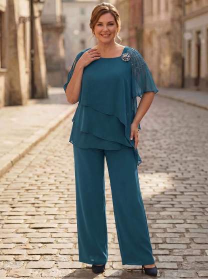 Jumpsuit/Pantsuit Asymmetrical Chiffon Mother Of The Bride Dresses