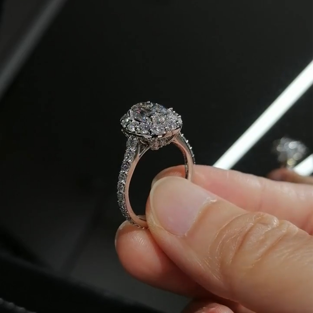 6.06CT 9*11mm Oval Cut Moissanite Engagement Rings In Sterling Silver