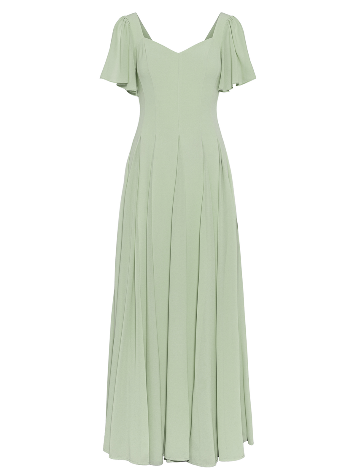 A-Line V-Neck Short Sleeves Floor-Length Chiffon Evening Dresses With Pleated in As Picture, US2