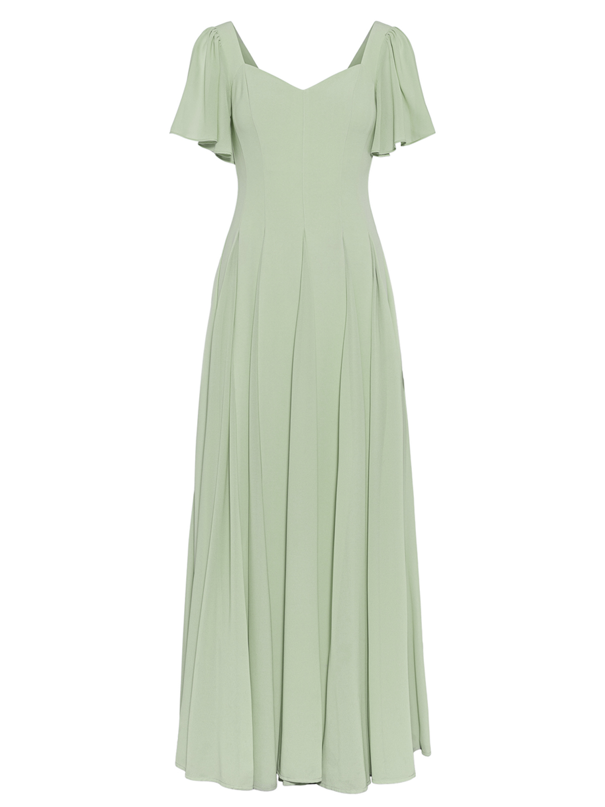A-Line V-Neck Short Sleeves Floor-Length Chiffon Evening Dresses With Pleated in As Picture, US2