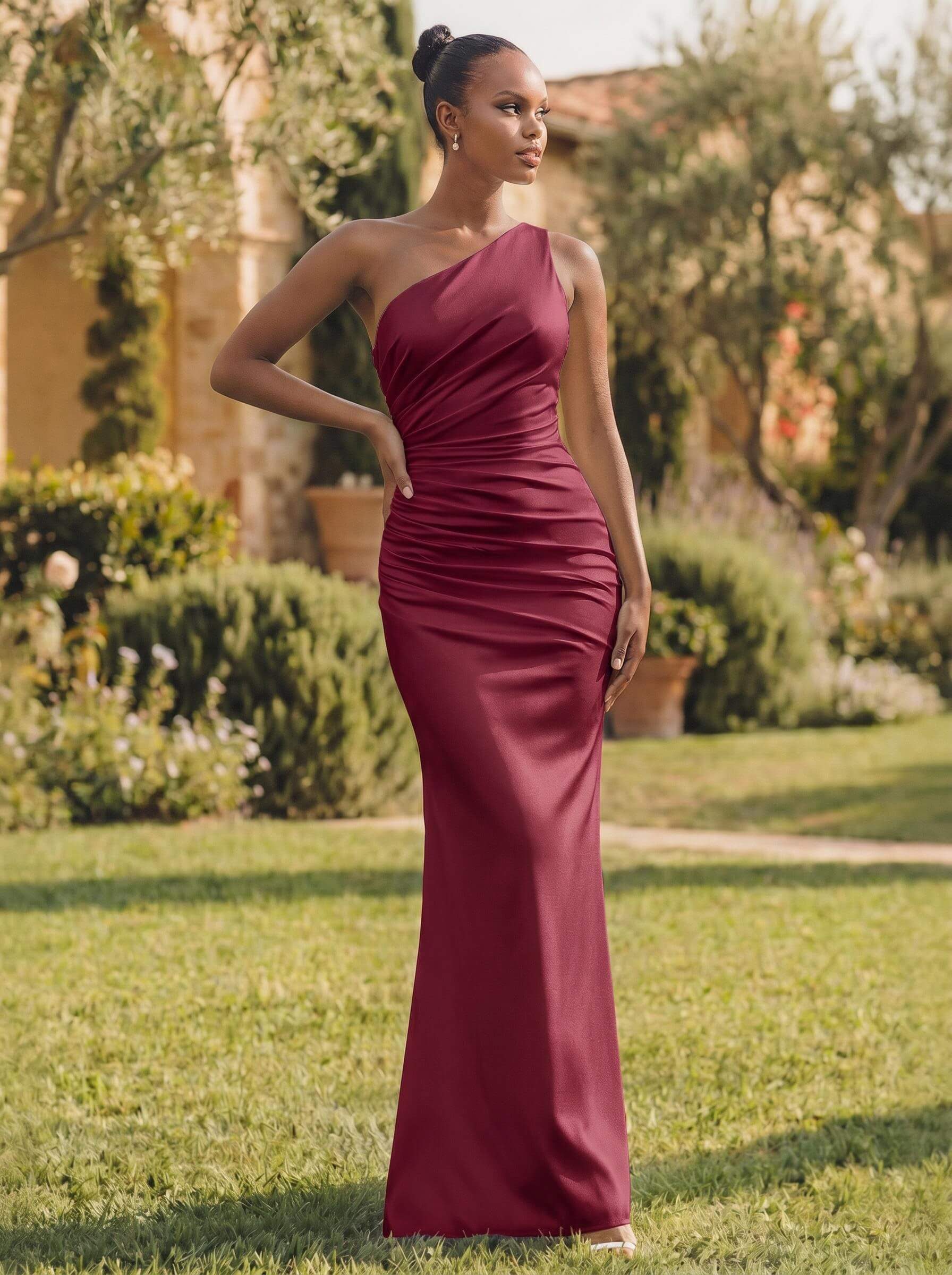 One-Shoulder Trumpet/Mermaid Simple Bridesmaid Dresses, product image 19