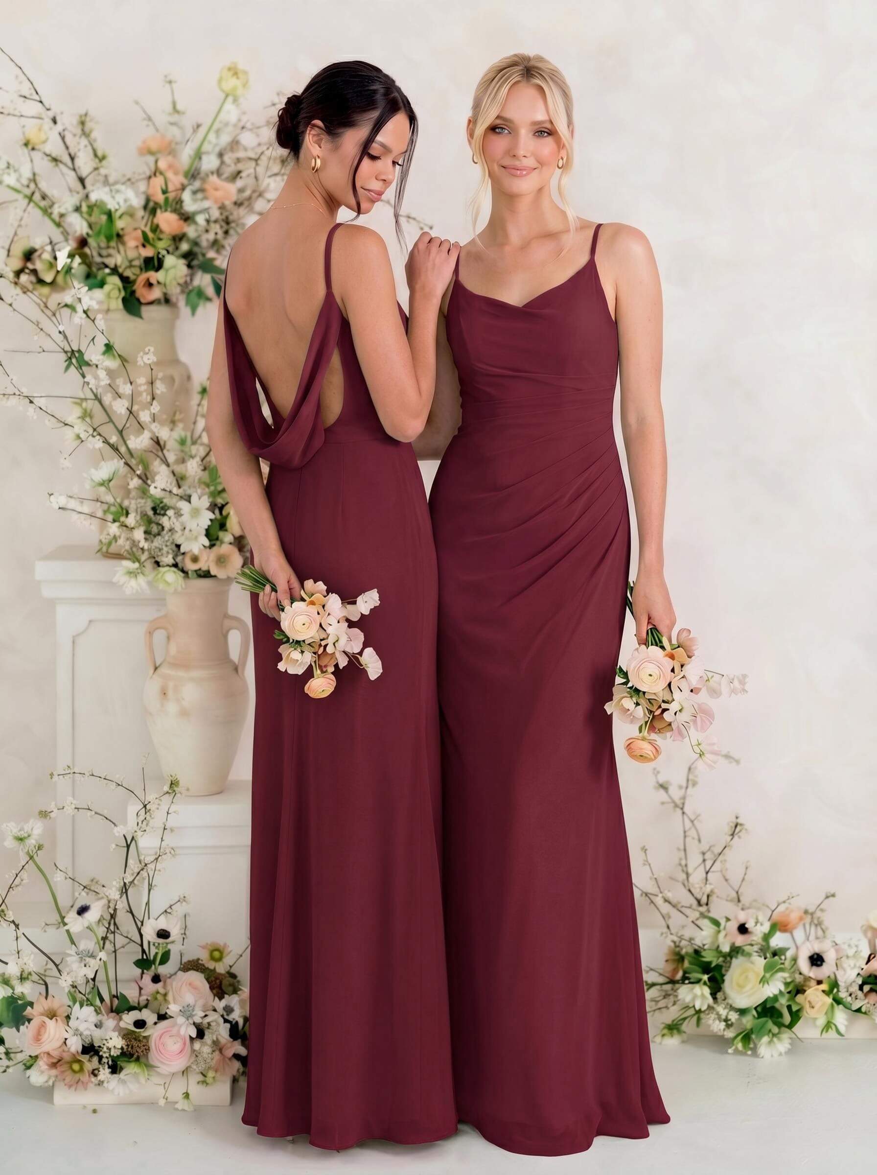 Cowl Back Trumpet/Mermaid Chiffon Bridesmaid Dresses