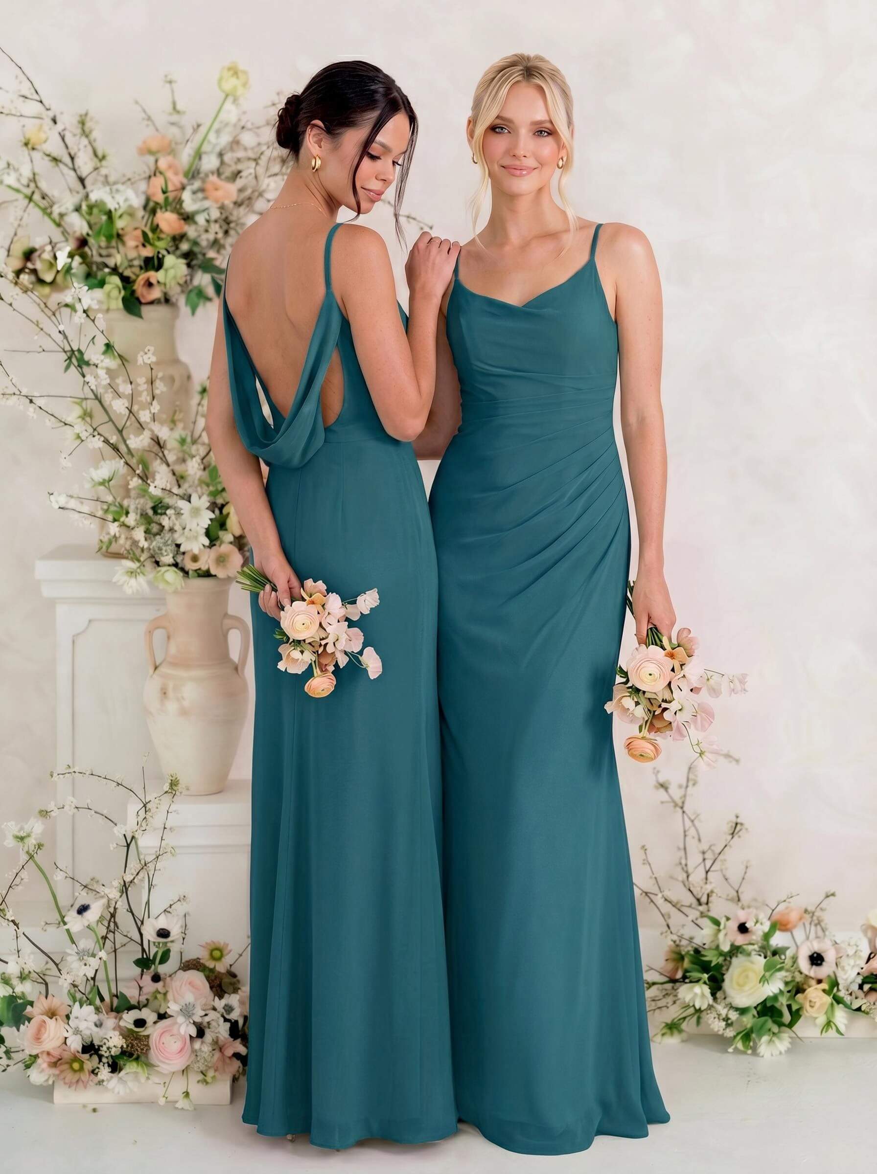 Cowl Back Trumpet/Mermaid Chiffon Bridesmaid Dresses