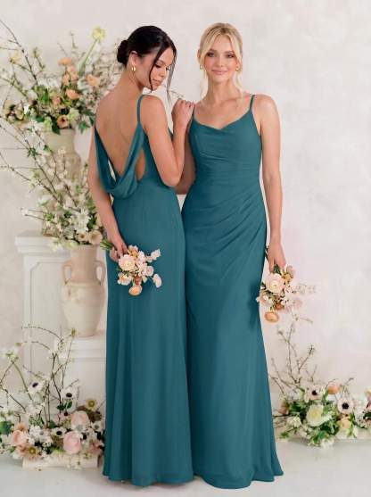 Cowl Back Trumpet/Mermaid Chiffon Bridesmaid Dresses