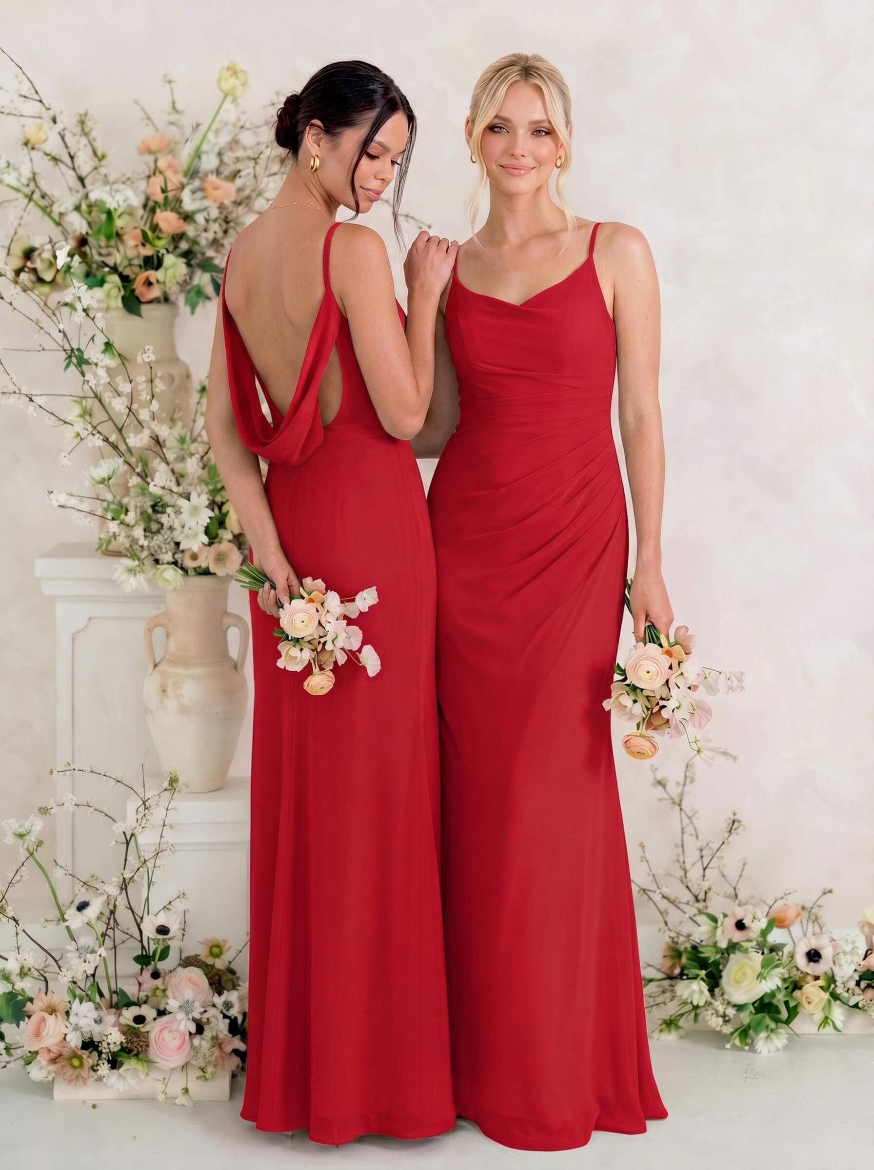 Cowl Back Trumpet/Mermaid Chiffon Bridesmaid Dresses
