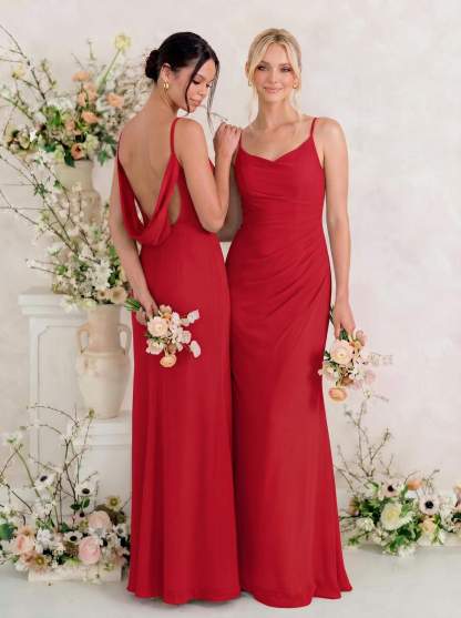 Cowl Back Trumpet/Mermaid Chiffon Bridesmaid Dresses