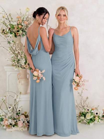 Cowl Back Trumpet/Mermaid Chiffon Bridesmaid Dresses