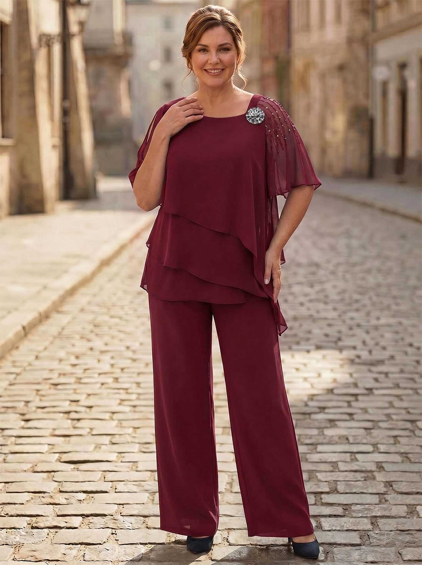 Jumpsuit/Pantsuit Asymmetrical Chiffon Mother Of The Bride Dresses