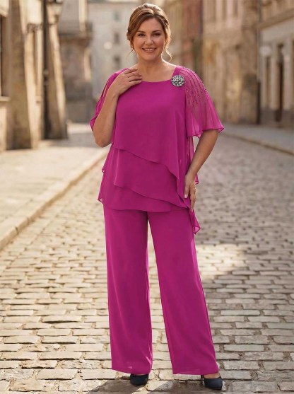 Jumpsuit/Pantsuit Asymmetrical Chiffon Mother Of The Bride Dresses